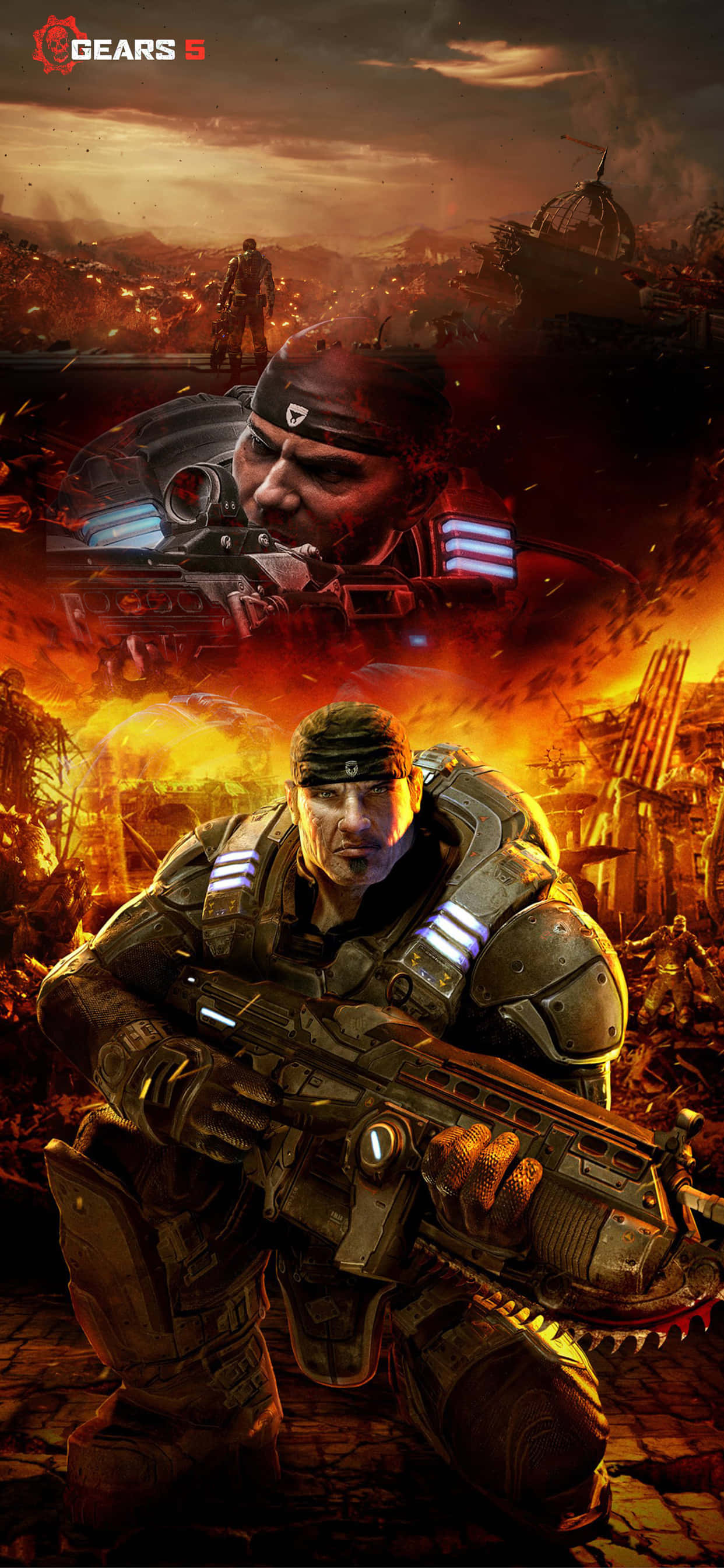 Başlık: iPhone XS Max için Enerjik Gears of War 5 Oyun Duvar Kağıdı