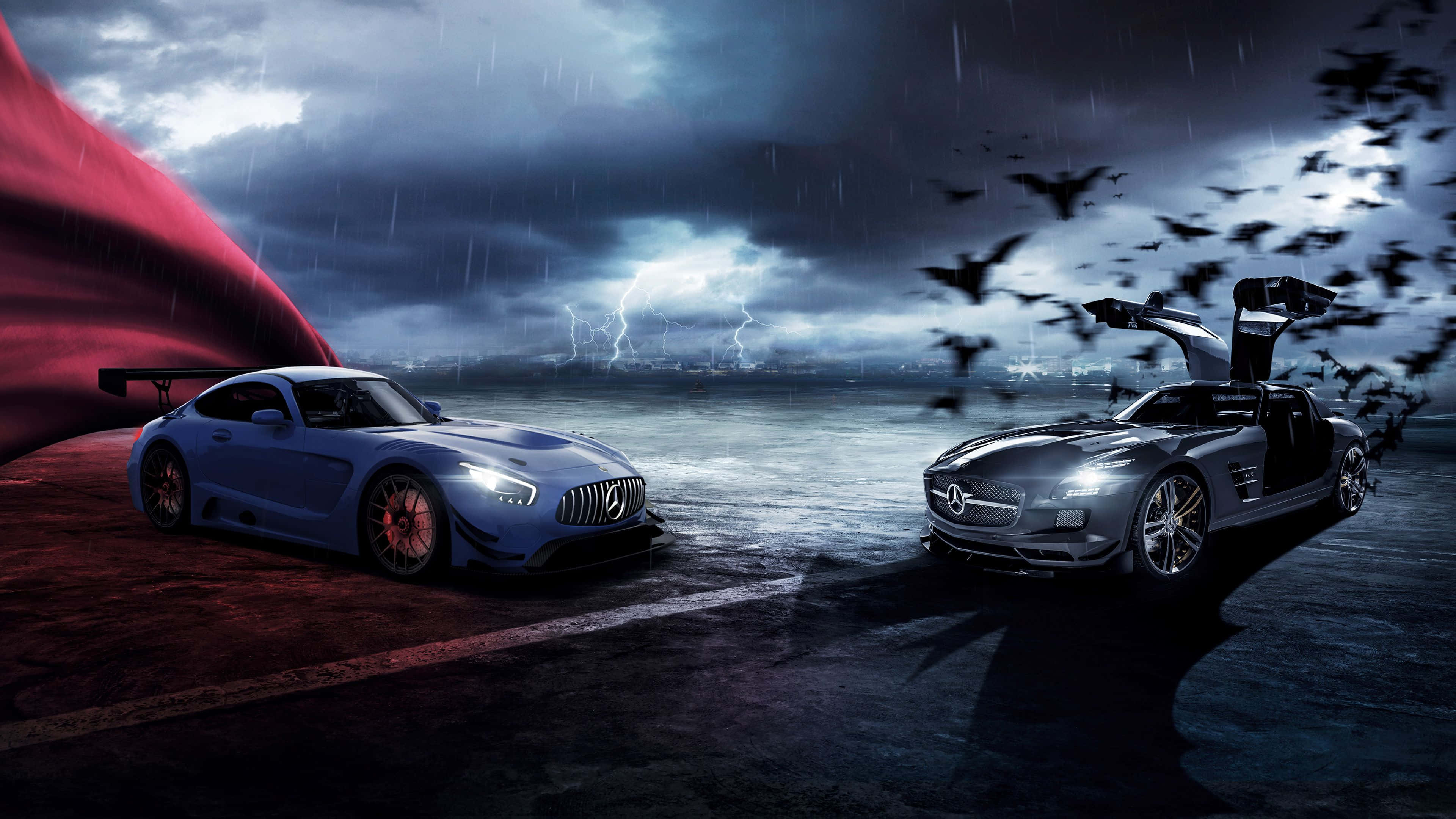 Batman Superman Arabalar Mercedes AMG Duvar Kağıdı