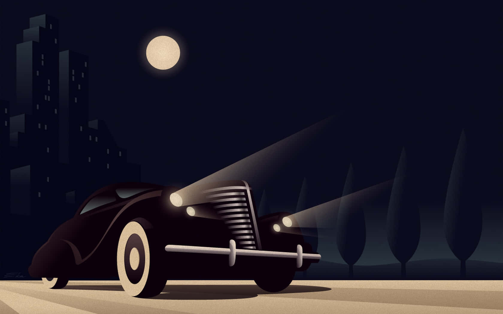 Batman The Animated Series Klasik Araba Gece Duvar Kağıdı