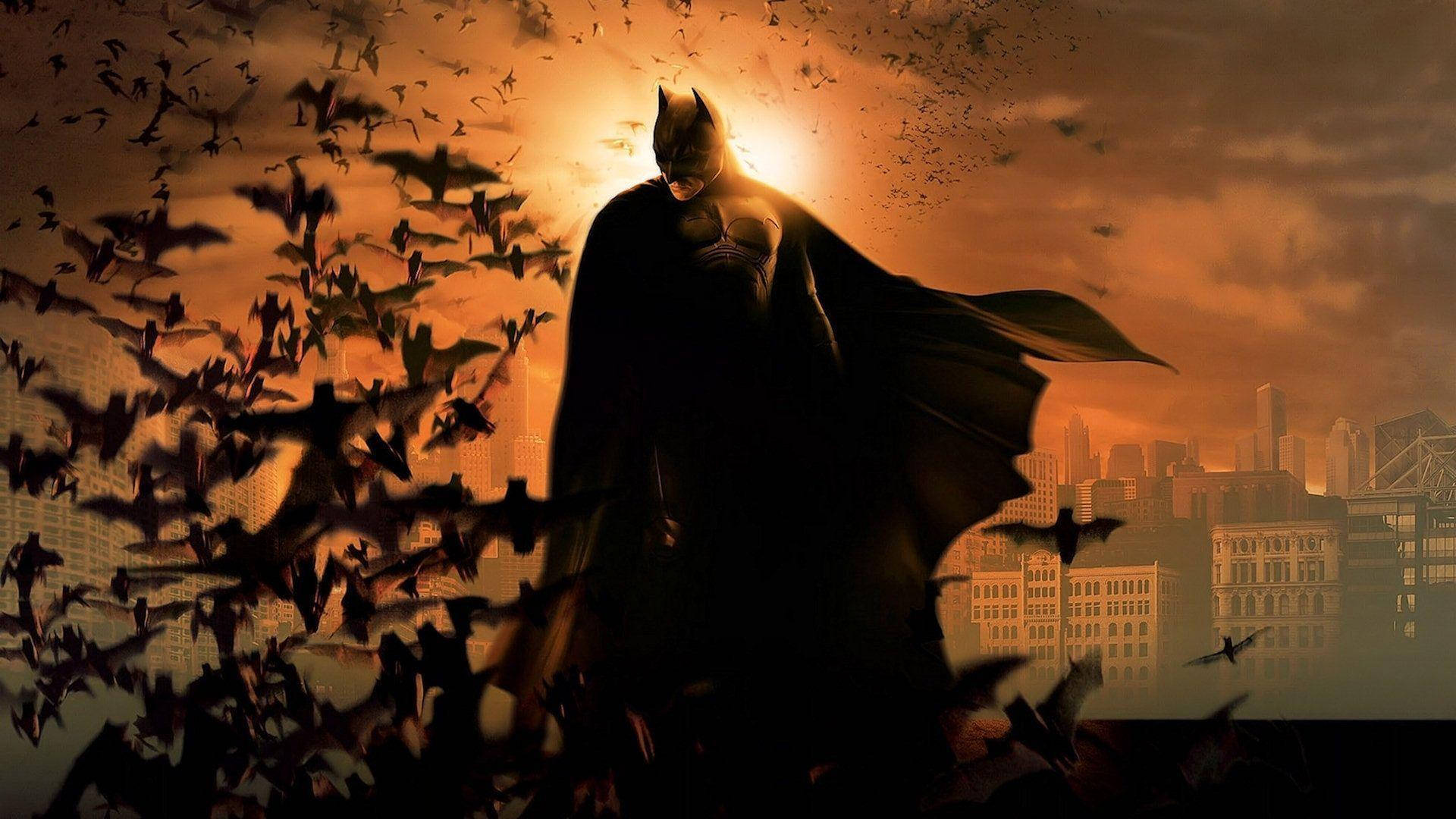 Batman ve yarasalar sepyalı duvar kağıdı