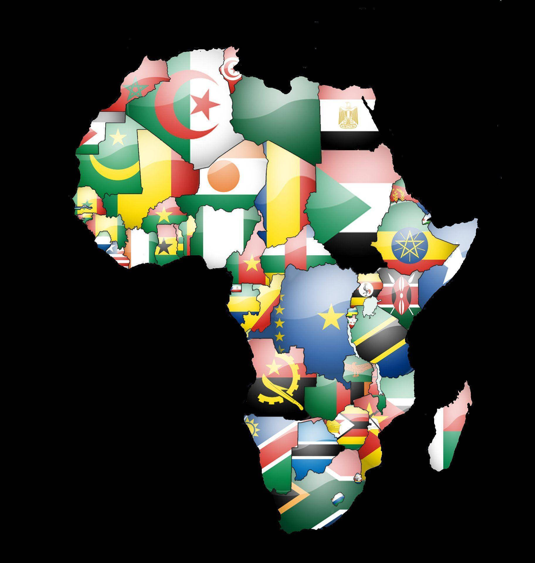 Bayraklarla Afrika Haritası Duvar Kağıdı