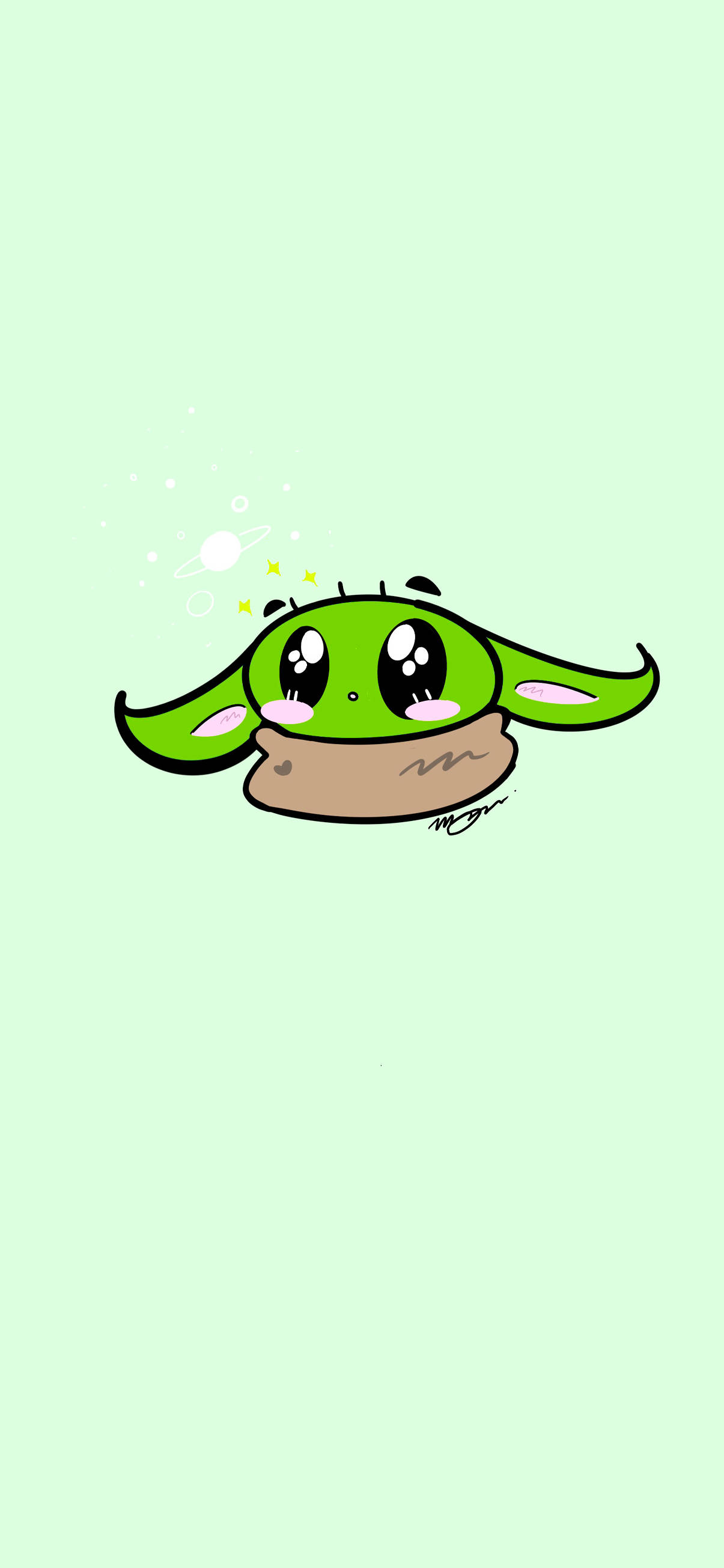 Pastel Yeşil Bebek Yoda Duvar Kağıdı