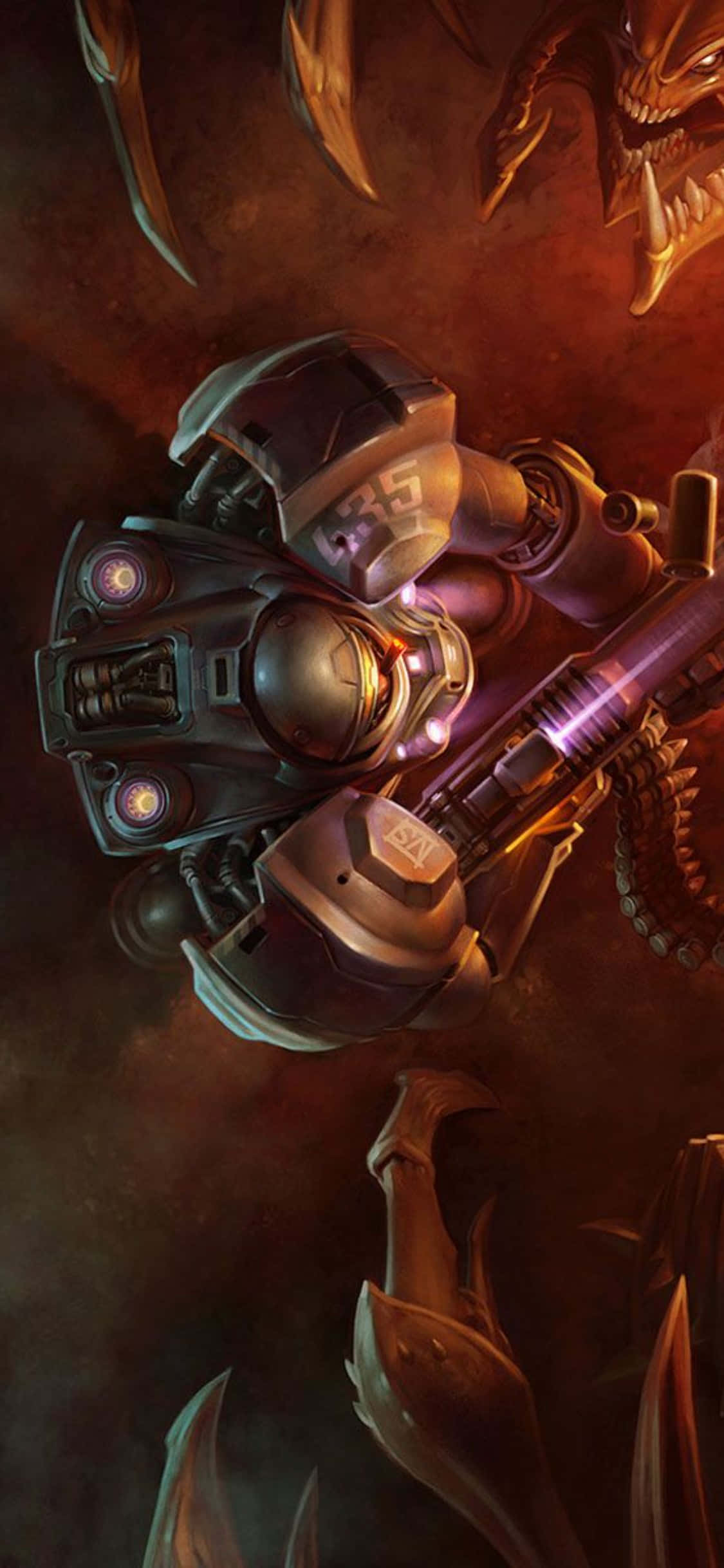 Beğenilen oyun Starcraft II'nin iPhone X'te çalışan bir görüntüsü. Duvar Kağıdı