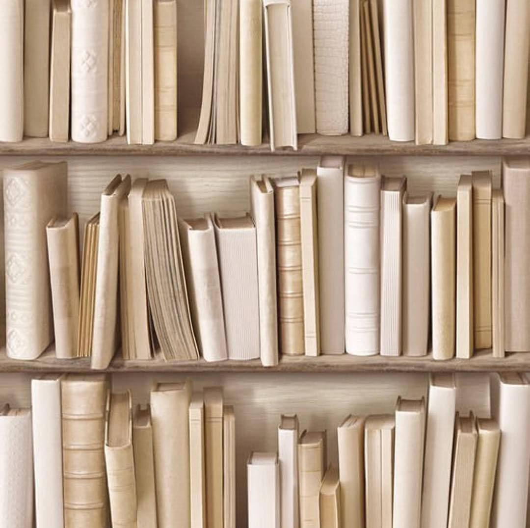 Bej Estetik Vintage Kitap Kütüphanesi Duvar Kağıdı