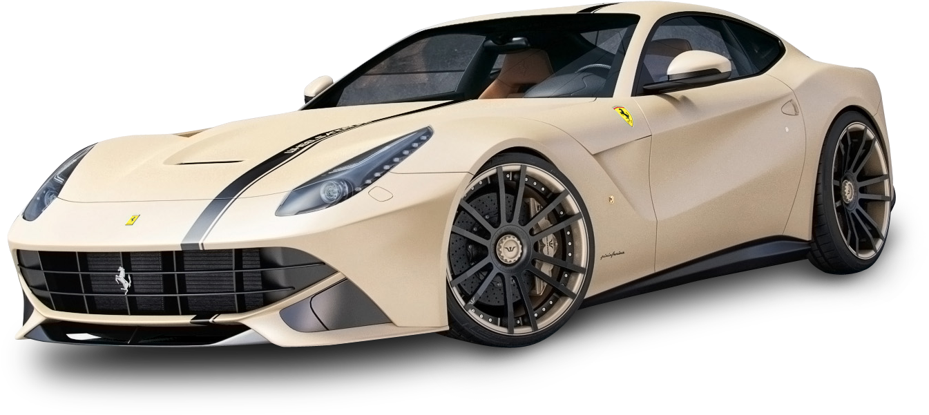 Bej Ferrari Süper Otomobil Yan Profil Görünümü Duvar Kağıdı