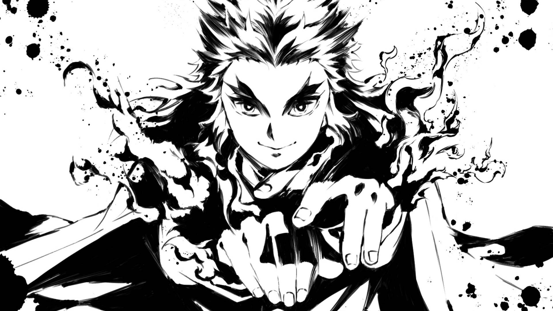 Beyaz Anime Kyōjurō Rengoku Demon Slayer Duvar Kağıdı