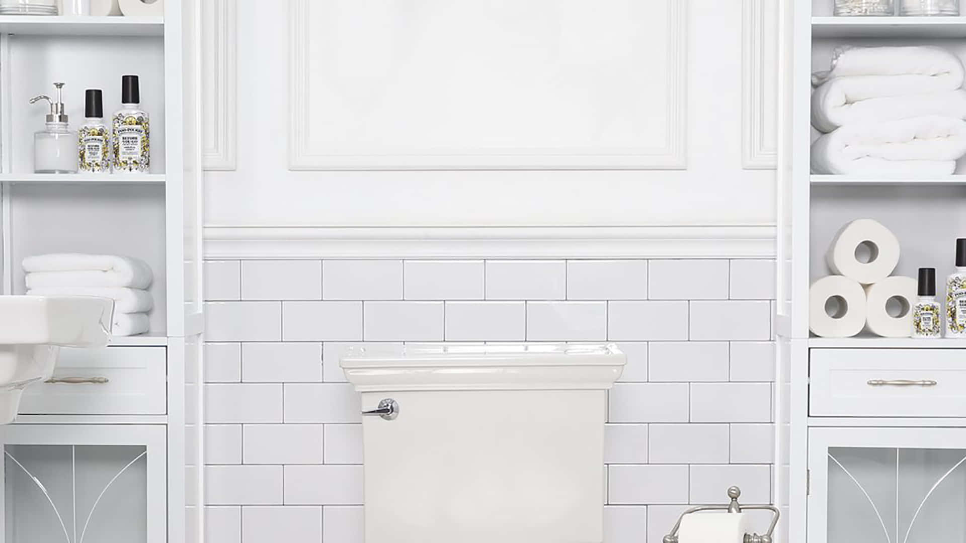 Beyaz Banyo ve Tuvalet Zoom Arka Planı Duvar Kağıdı