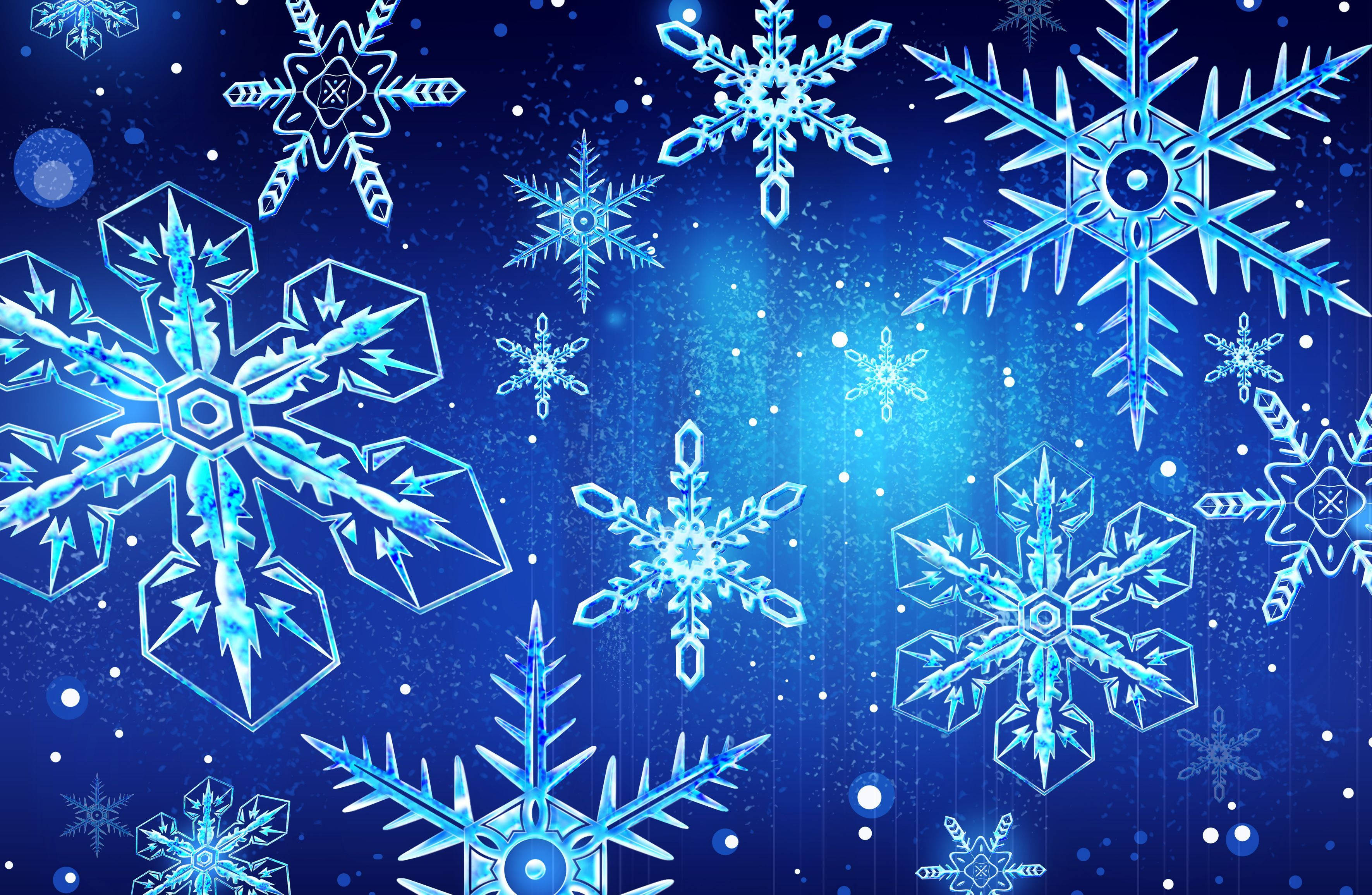 Beyaz Bir Noel İçin Kar Taneleri ve Mavi Tonlar Duvar Kağıdı