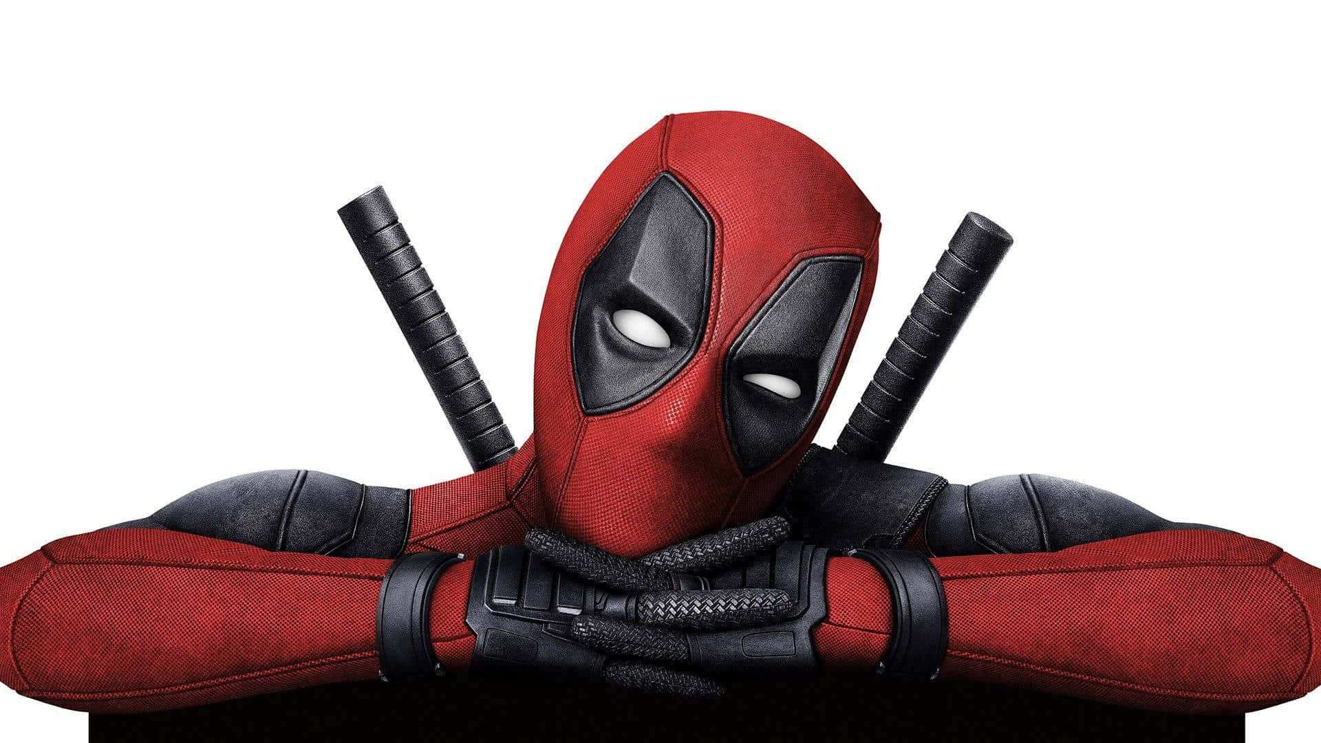 Beyaz Minimalist Deadpool Arkaplan Kaş Kaldırma Duvar Kağıdı