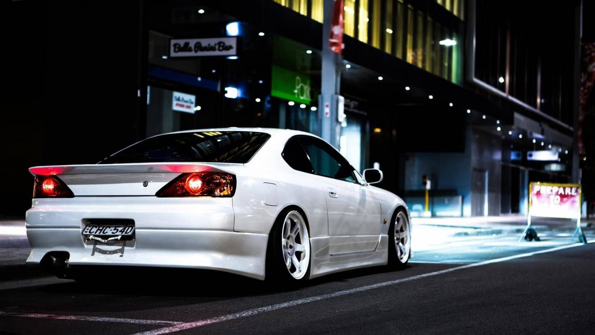 Beyaz Nissan Silvia ile Güzel JDM Estetiği Duvar Kağıdı