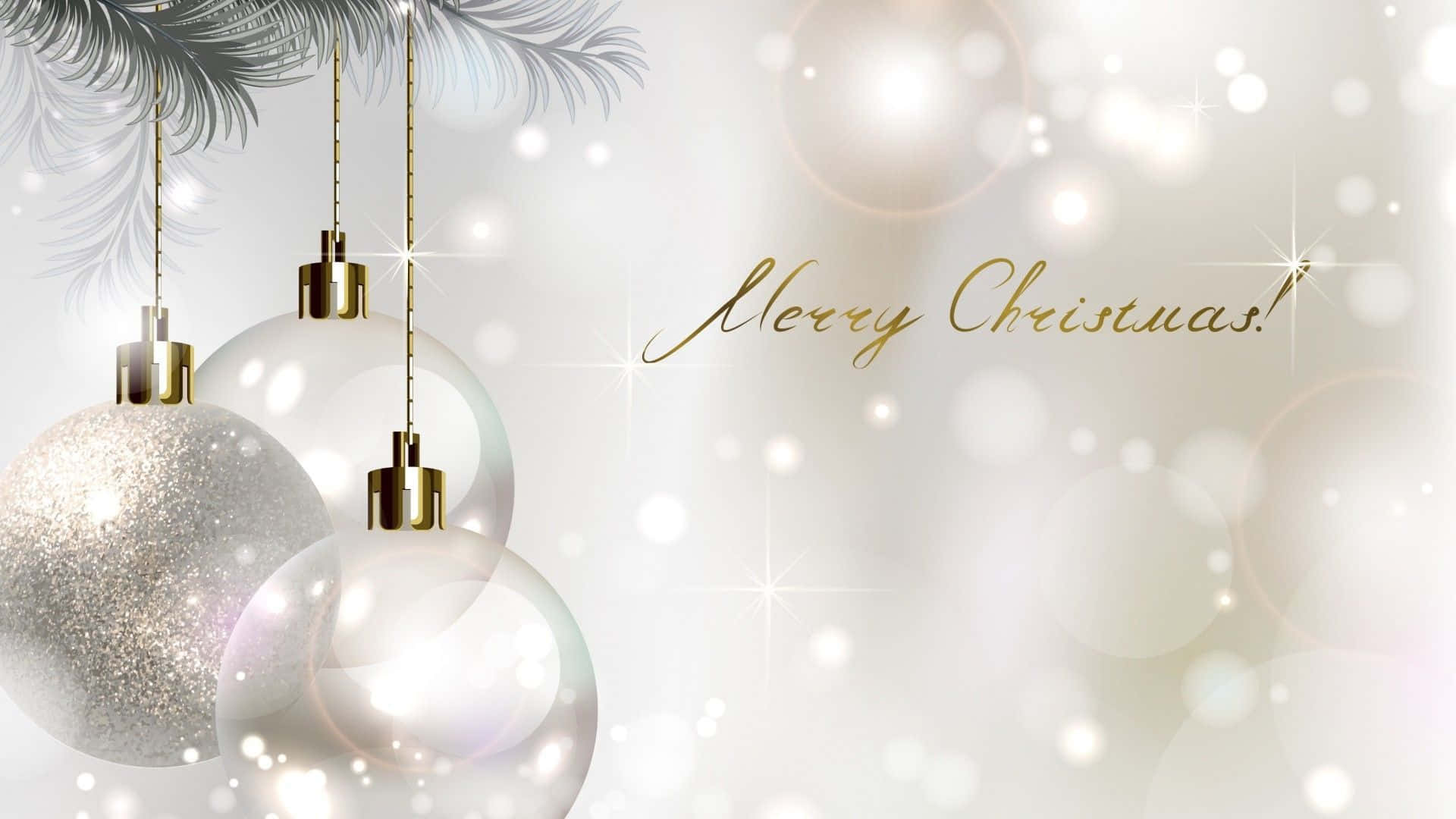 Beyaz Noel Top Süsleri Selamı Duvar Kağıdı