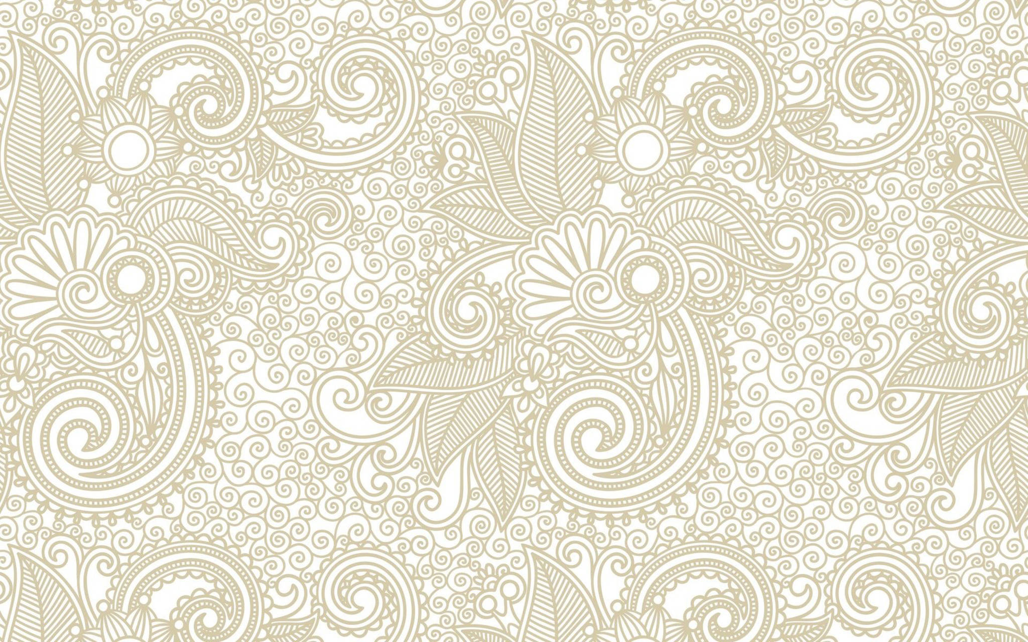 Beyaz Paisley Havalı Desen Duvar Kağıdı