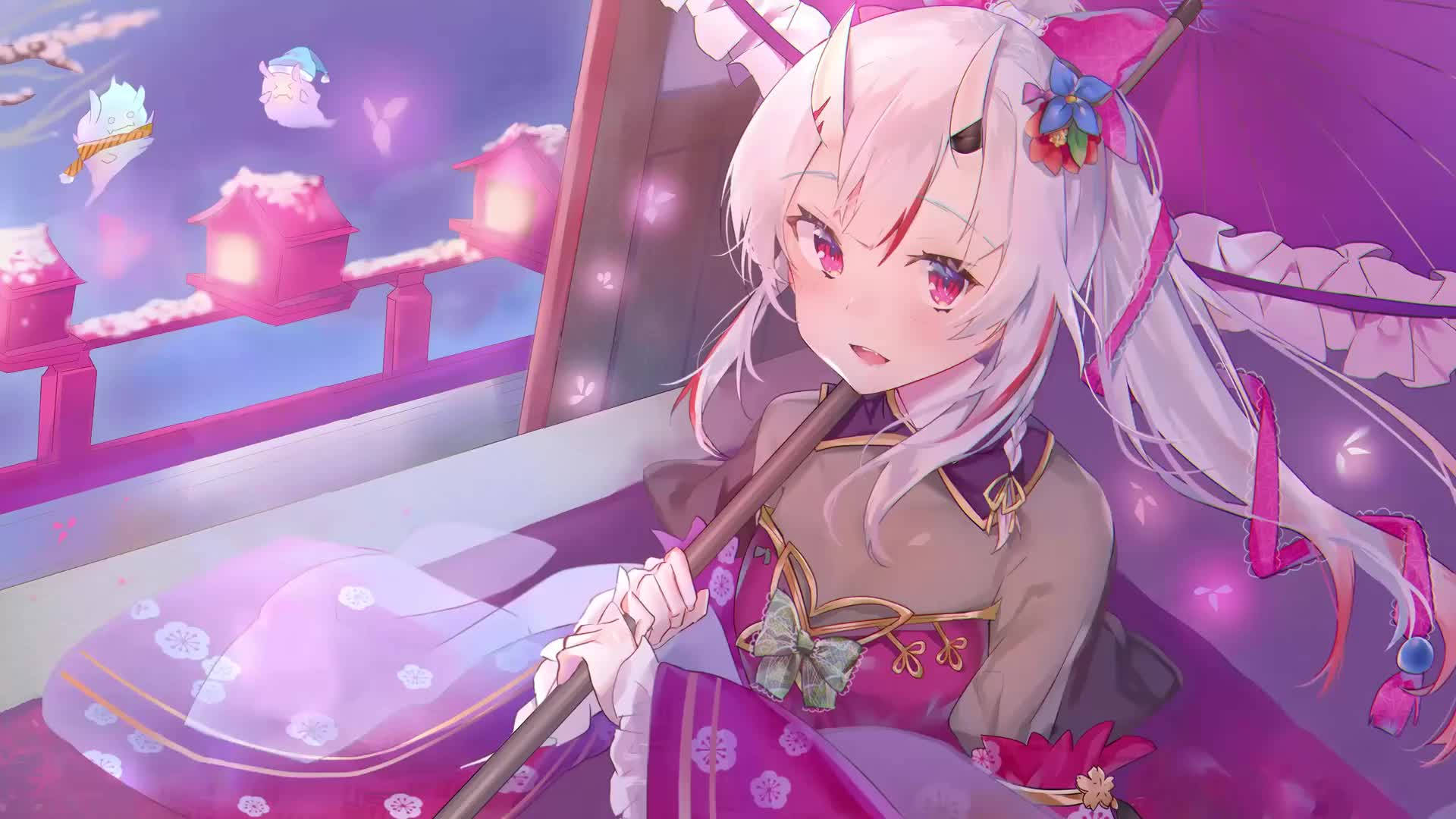 Beyaz Saçlı Kız Anime Canlı Duvar Kağıdı