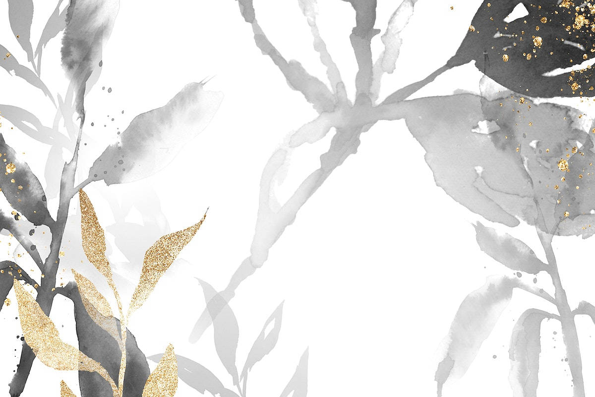 Beyaz ve Altın Mürekkep Sanatı Duvar Kağıdı