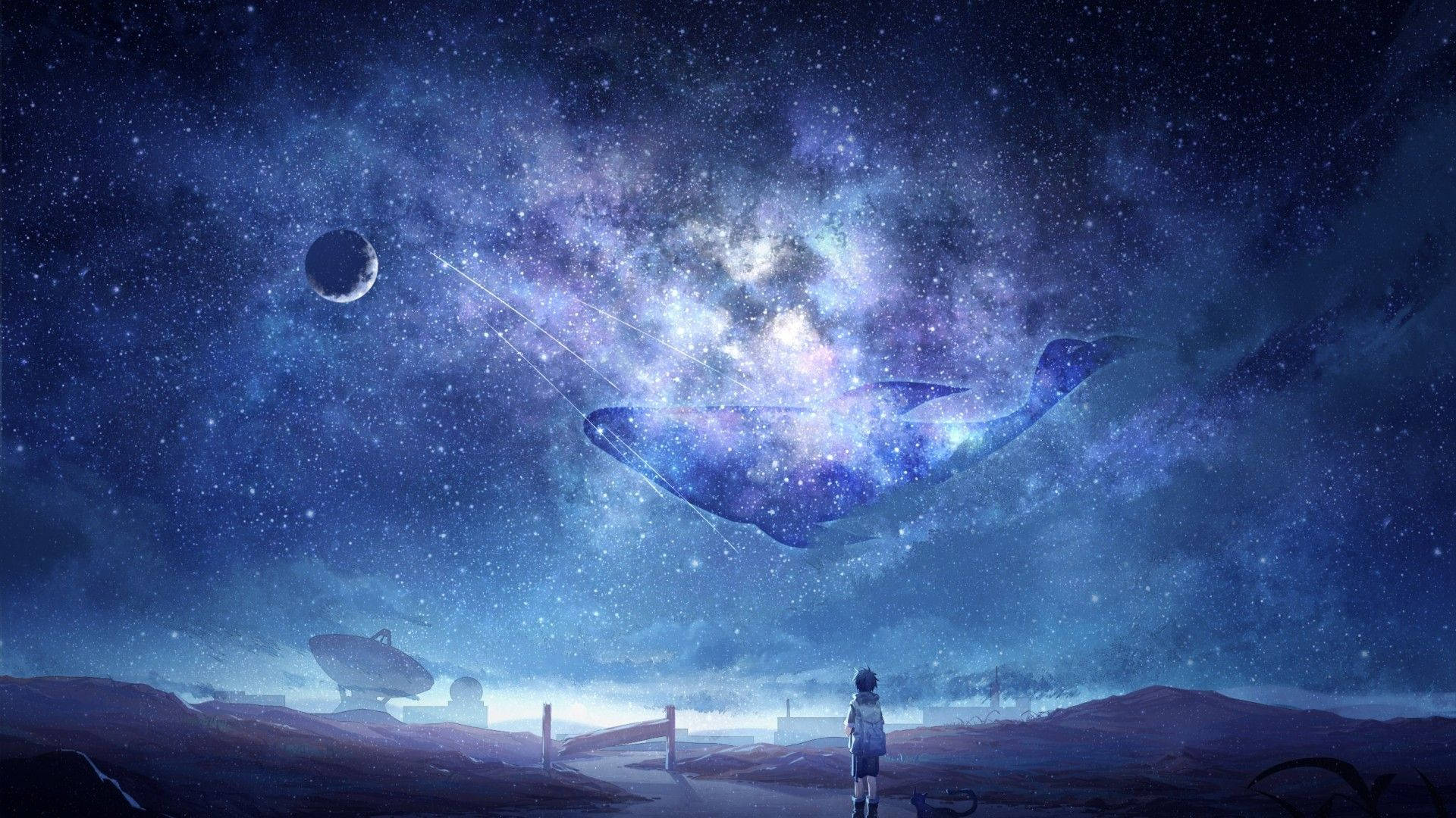 Bilim Kurgu Anime Gece Gökyüzü Duvar Kağıdı