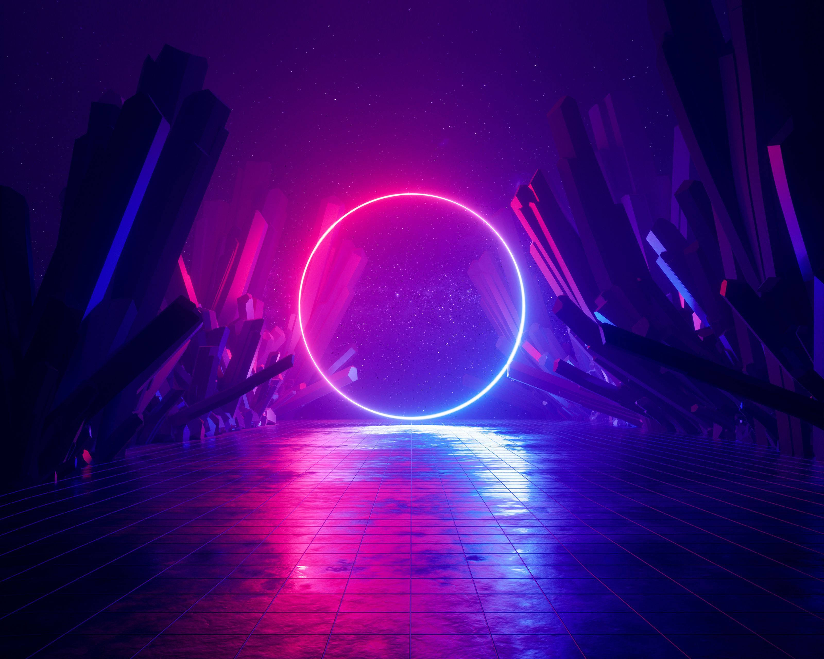 Bilim Kurgu Neon Ay Duvar Kağıdı