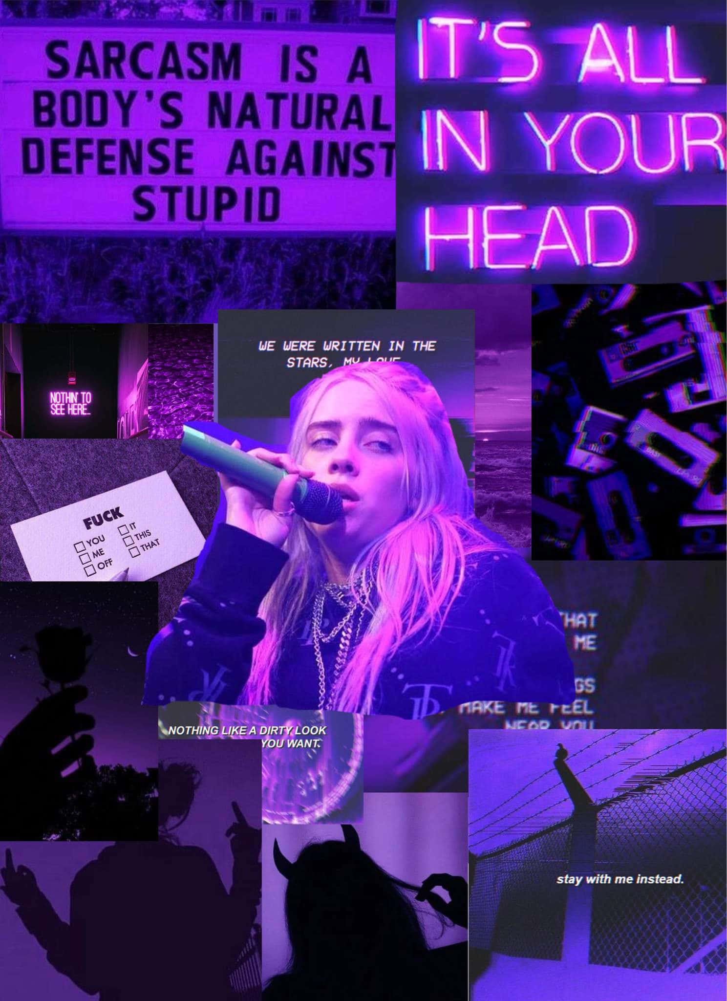 Billie Eilish, mor rengiyle tamamen büyüleyici görünüyor. Duvar Kağıdı