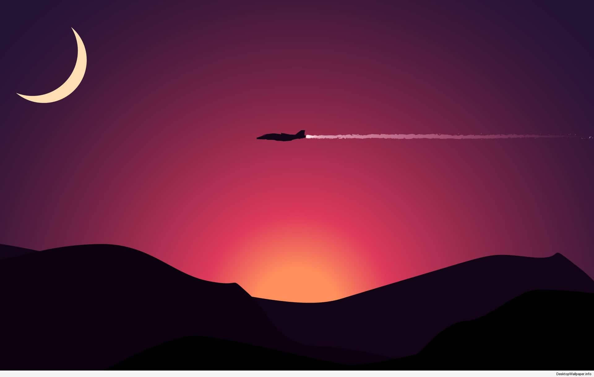 Bir Akşam Uçuşu - Minimalist Bir Gün Batımı Duvar Kağıdı