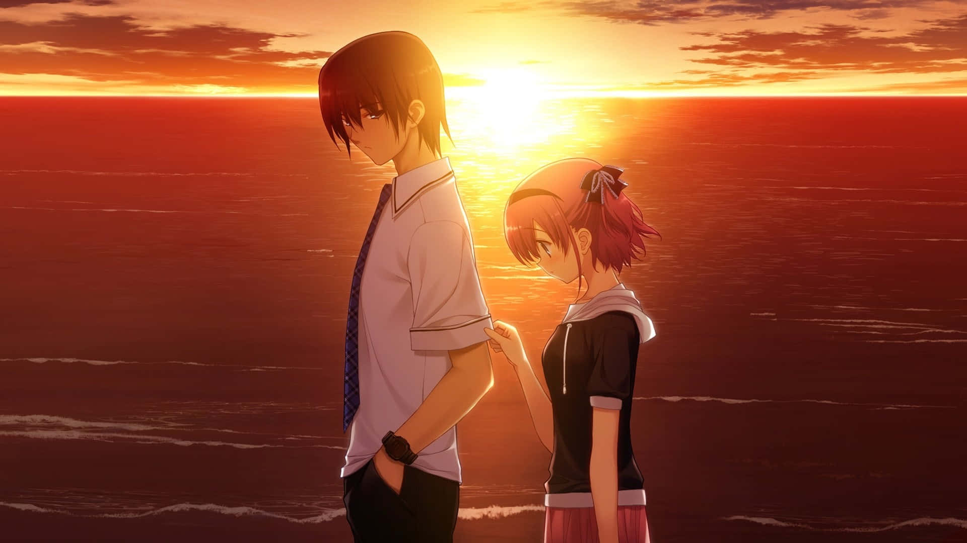 Bir Anime çifti arasında sevgi dolu bir kucaklaşma Duvar Kağıdı