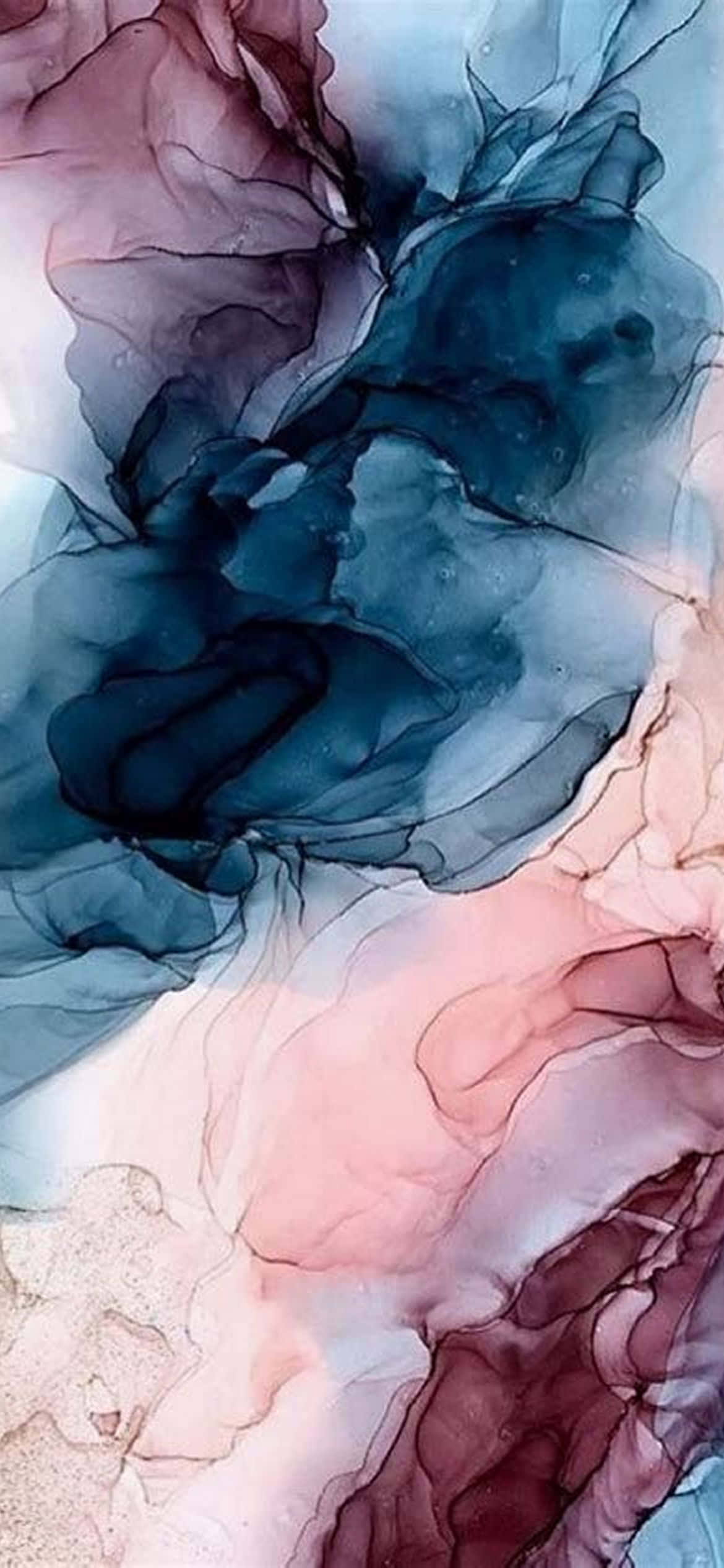 bir duvarda mavi ve pembe suluboya tablo Duvar Kağıdı