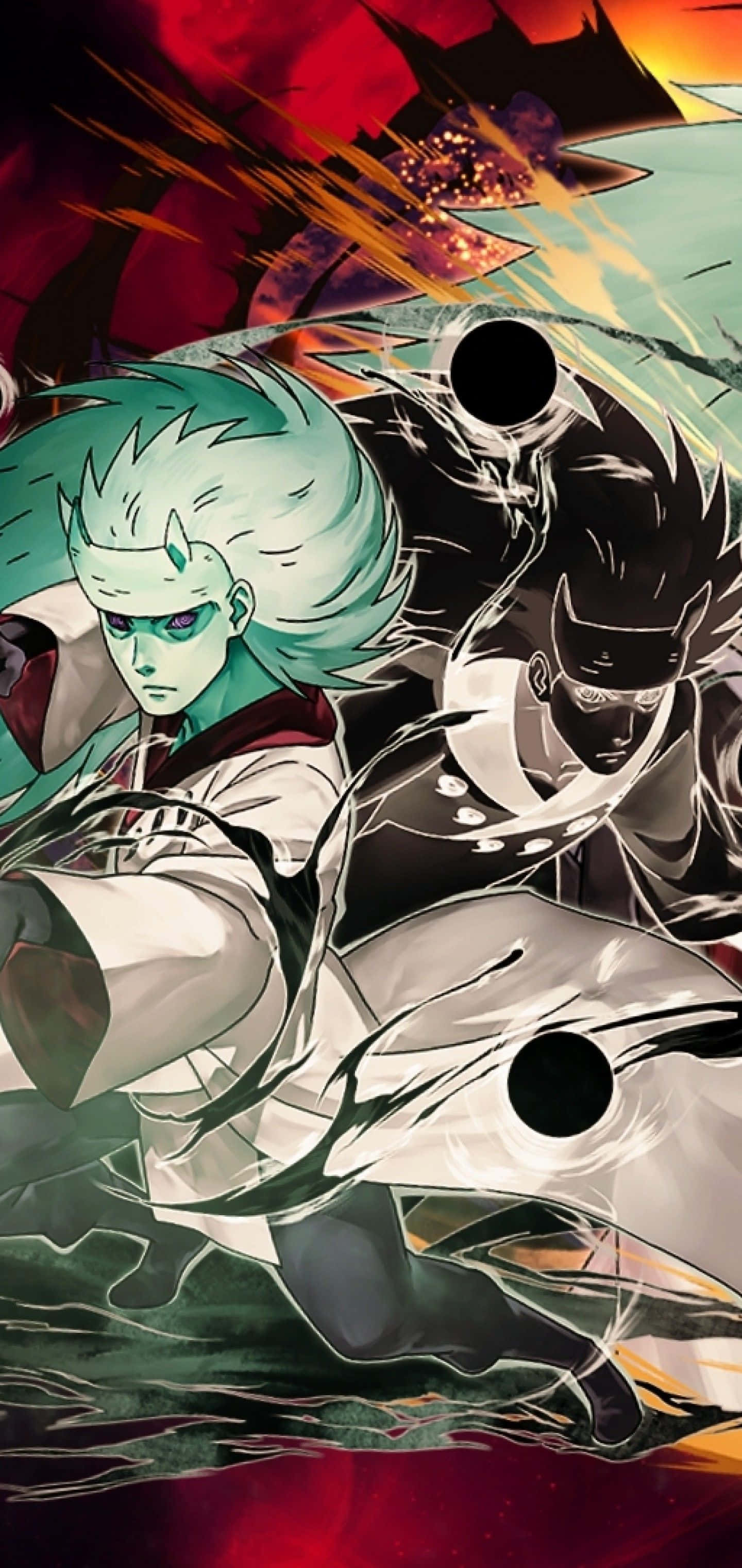 bir grup anime karakteri ateşin içinde Duvar Kağıdı