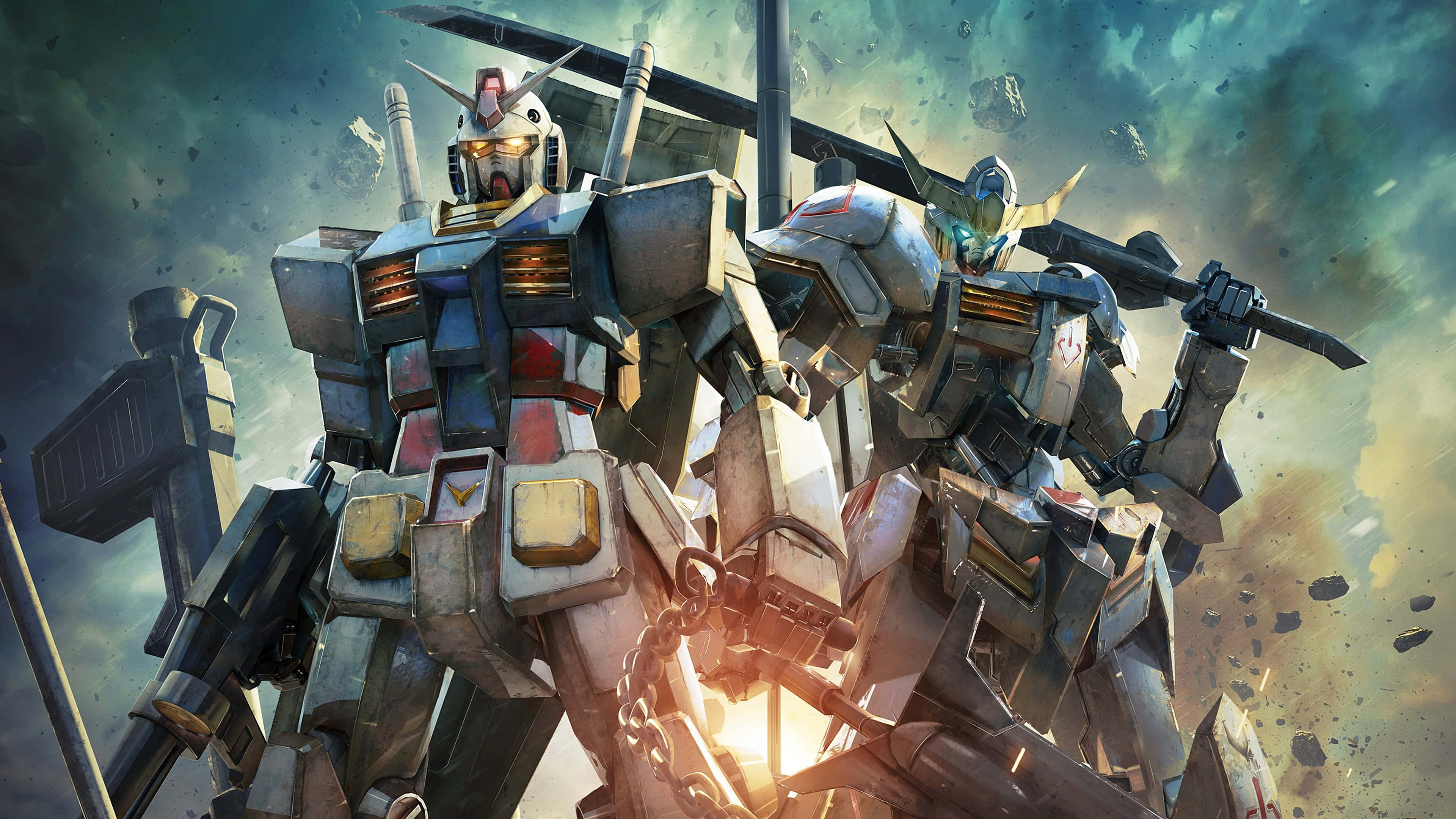 Bir Gundam Robot Pilotunun Metropolü Yukarıdan Seyretmesi Duvar Kağıdı
