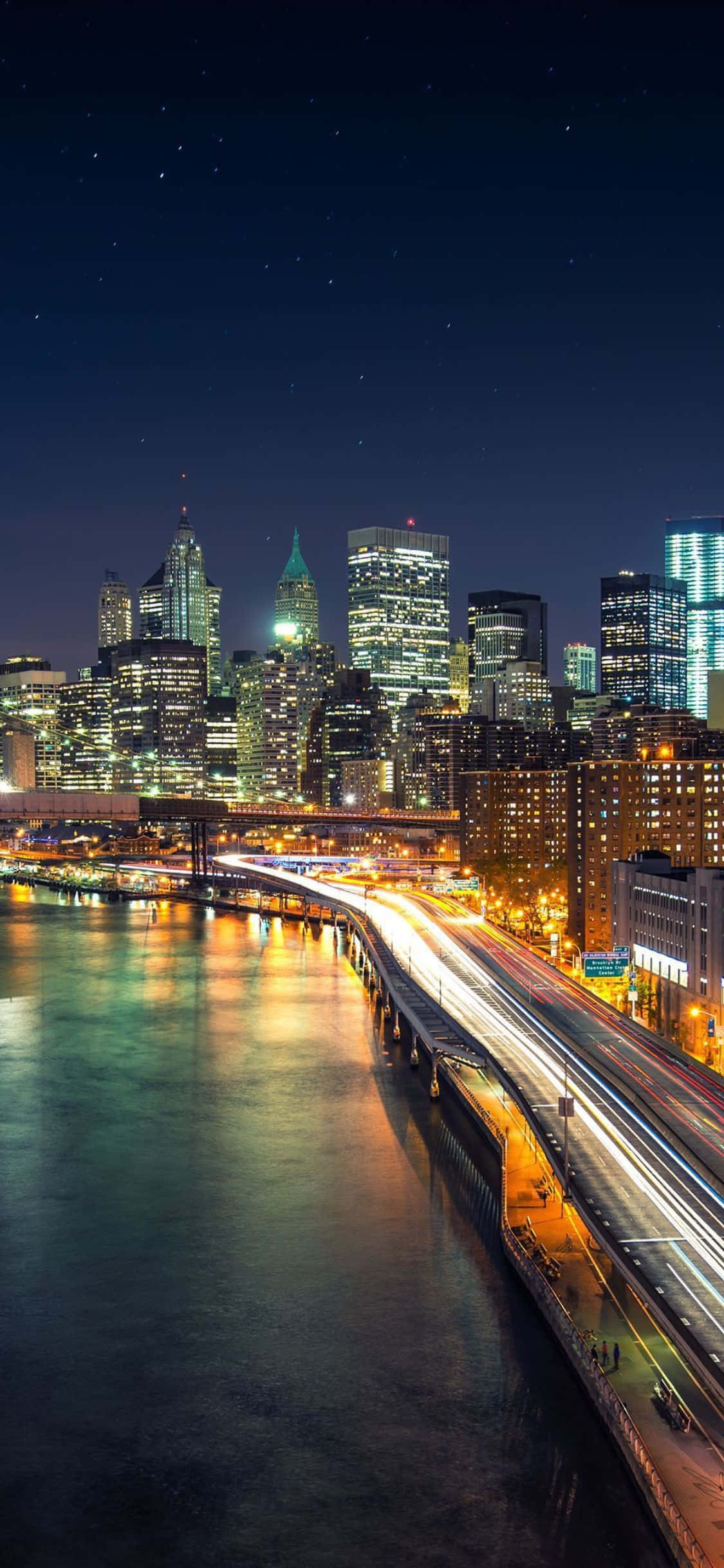 New York silüetine iPhone X'ten genel bir bakış Duvar Kağıdı