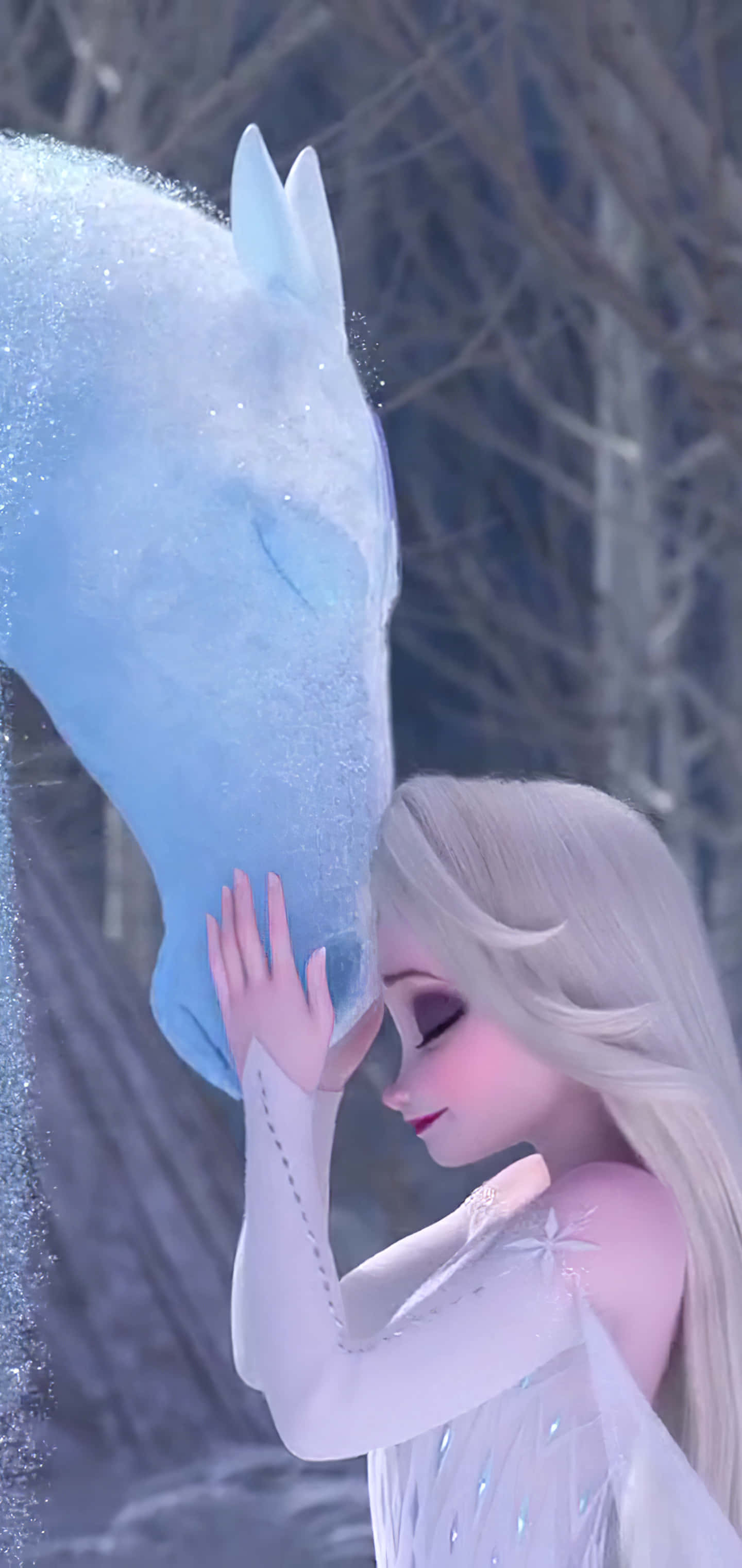 Bir kız Frozen'da bir atı öpüyor Duvar Kağıdı