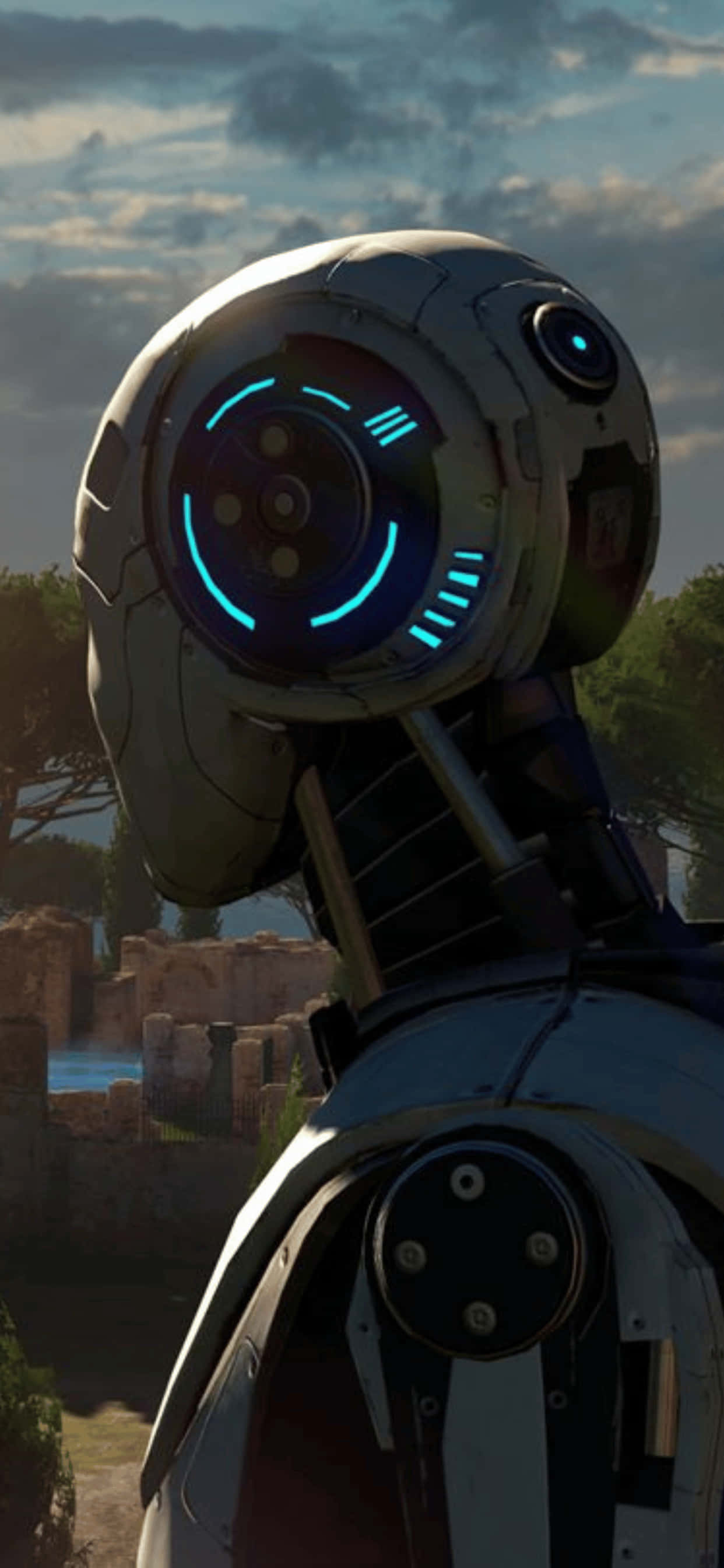 bir robot bir ağacın önünde duruyor Duvar Kağıdı