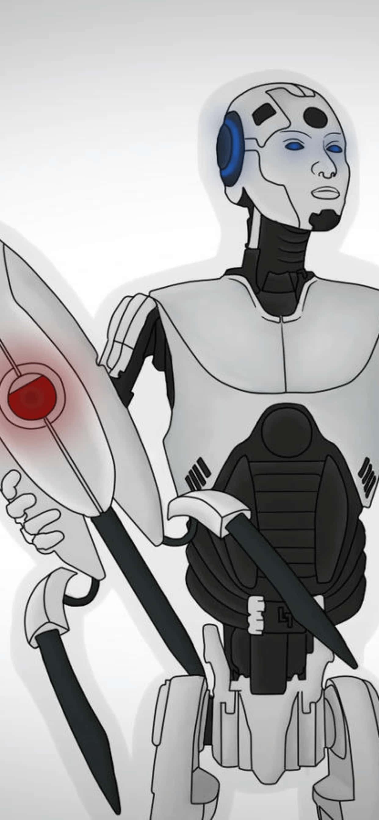 bir robot bir kılıç ve bir bıçak tutuyor Duvar Kağıdı