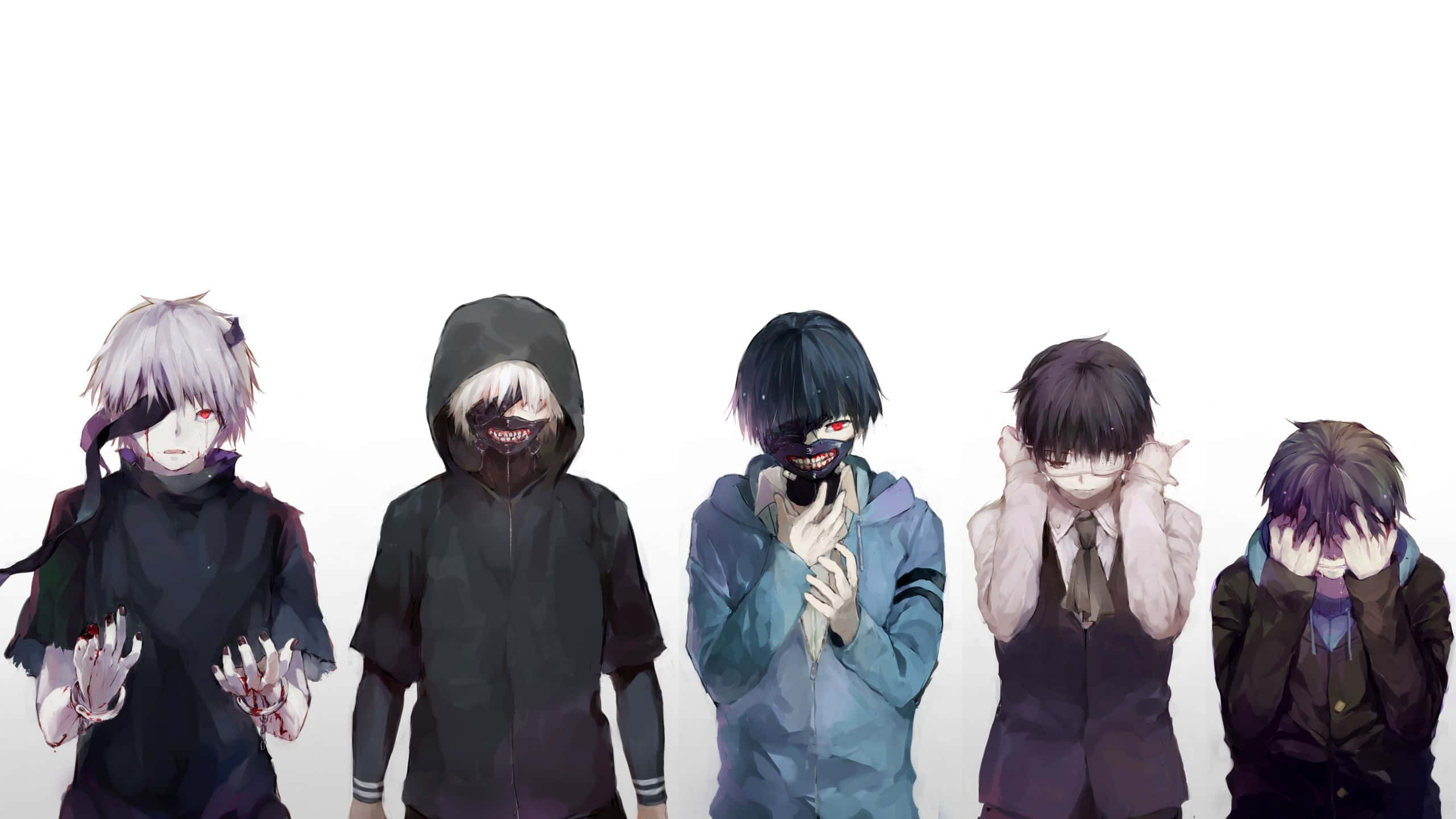 bir sıra halinde duran anime karakterleri grubu Duvar Kağıdı