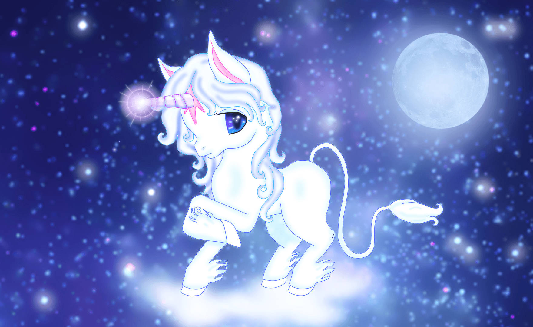 Bize bir huzur anı yaşatan bebek unicorn Duvar Kağıdı