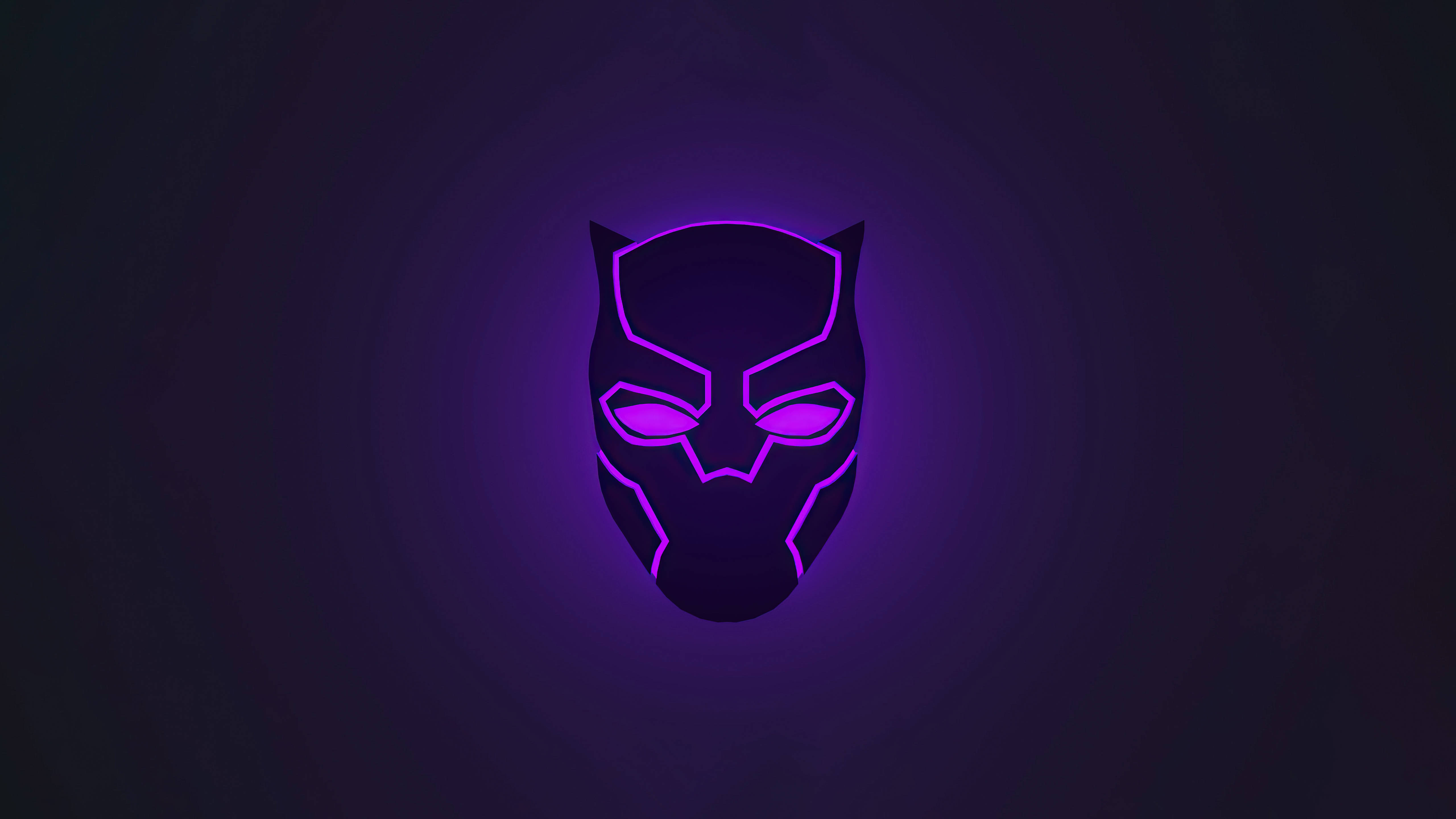 Black Panther 4K Ultra HD Karanlık Neon Logo Duvar Kağıdı
