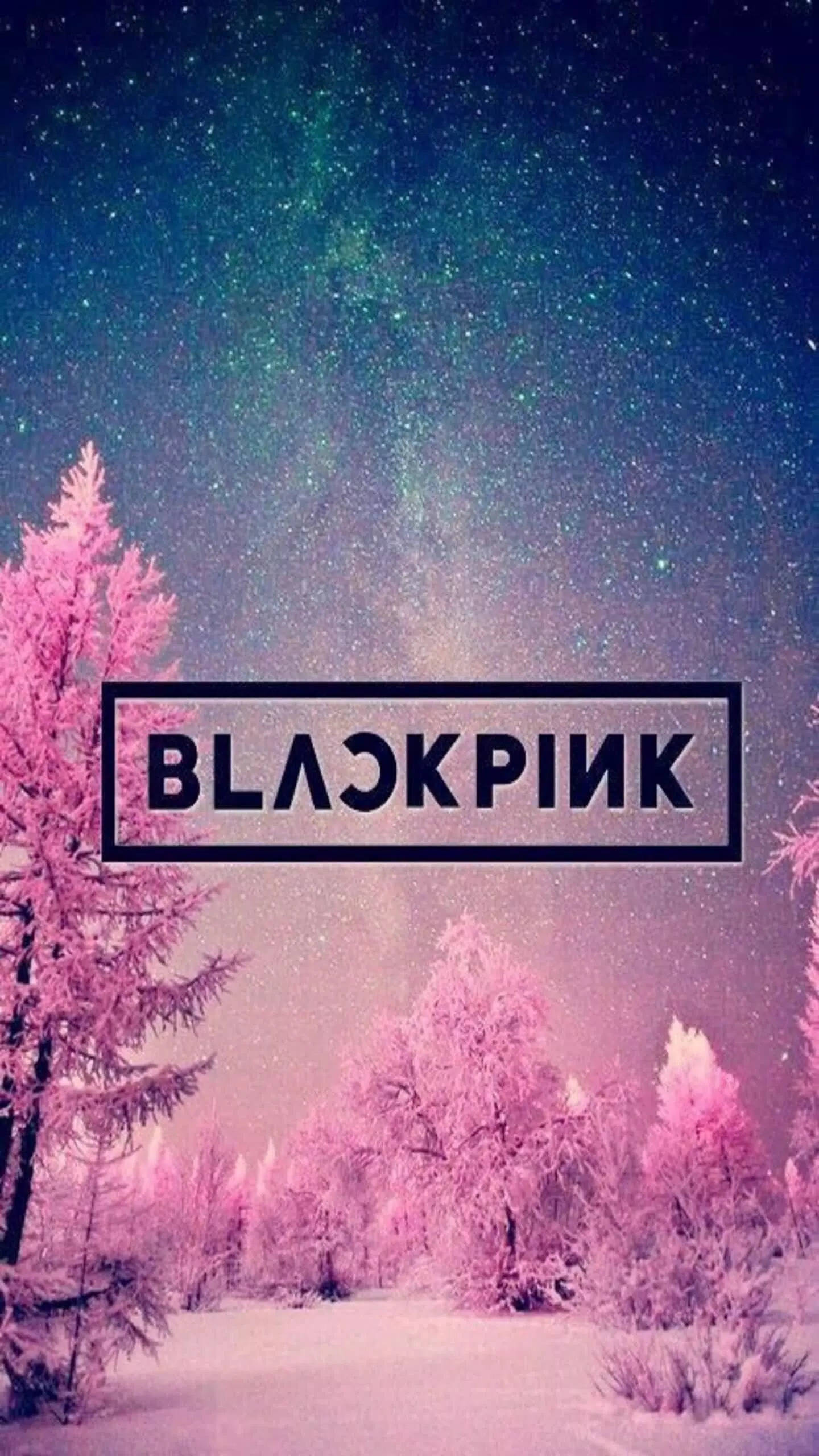 Blackpink Logosu Pembe Karlı Orman Üzerinde Duvar Kağıdı