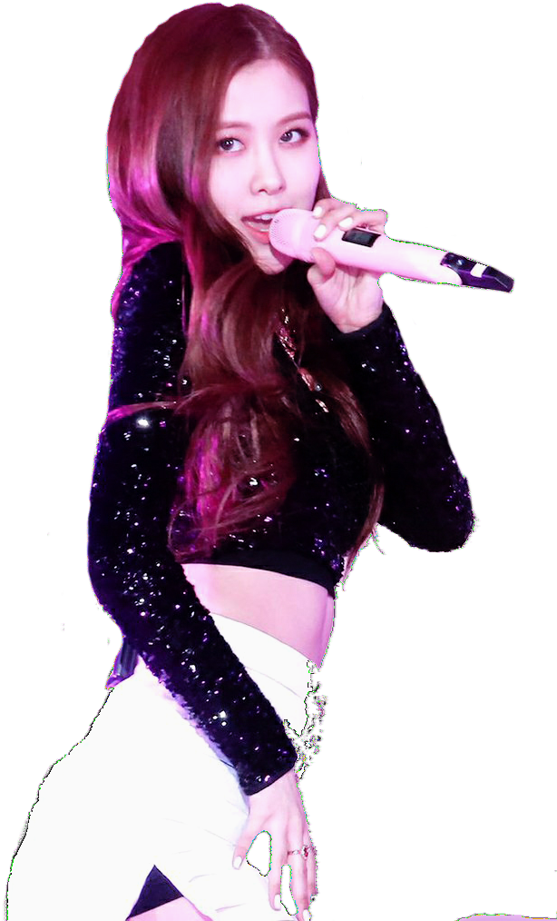 Blackpink Üyesi Sahnede Şarkı Söylüyor.PNG Duvar Kağıdı