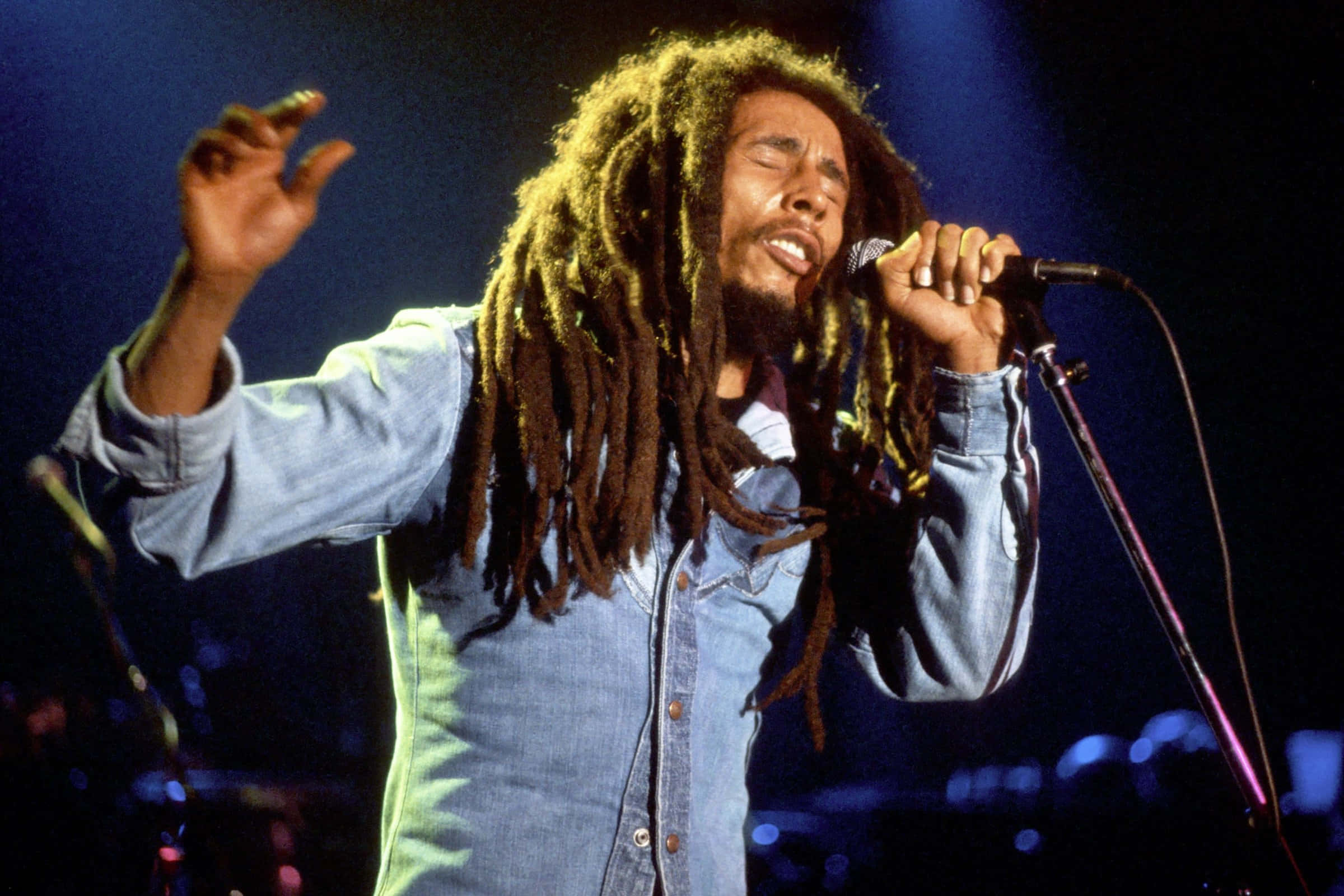 bob marley bir mikrofona şarkı söylüyor Duvar Kağıdı