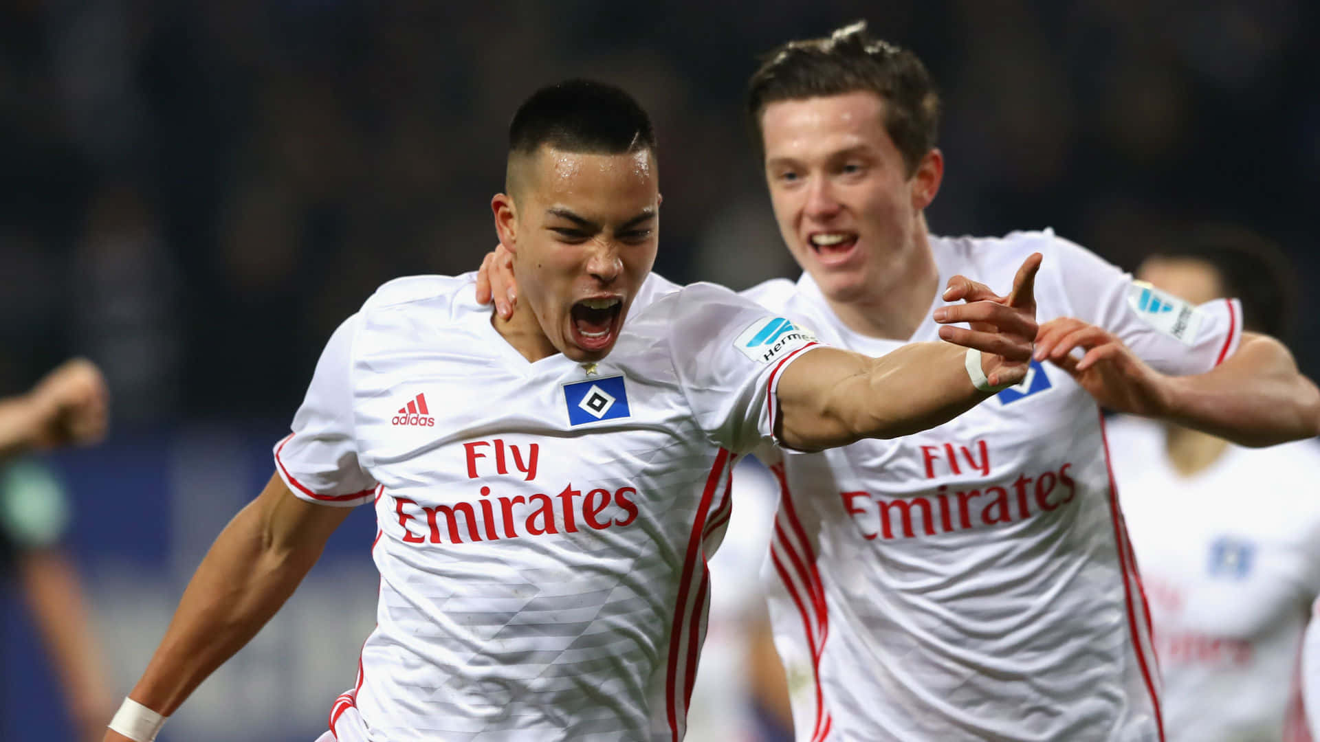 Bobby Wood ve Michael Gregoritsch Bundesliga Maçı Sırasında Duvar Kağıdı