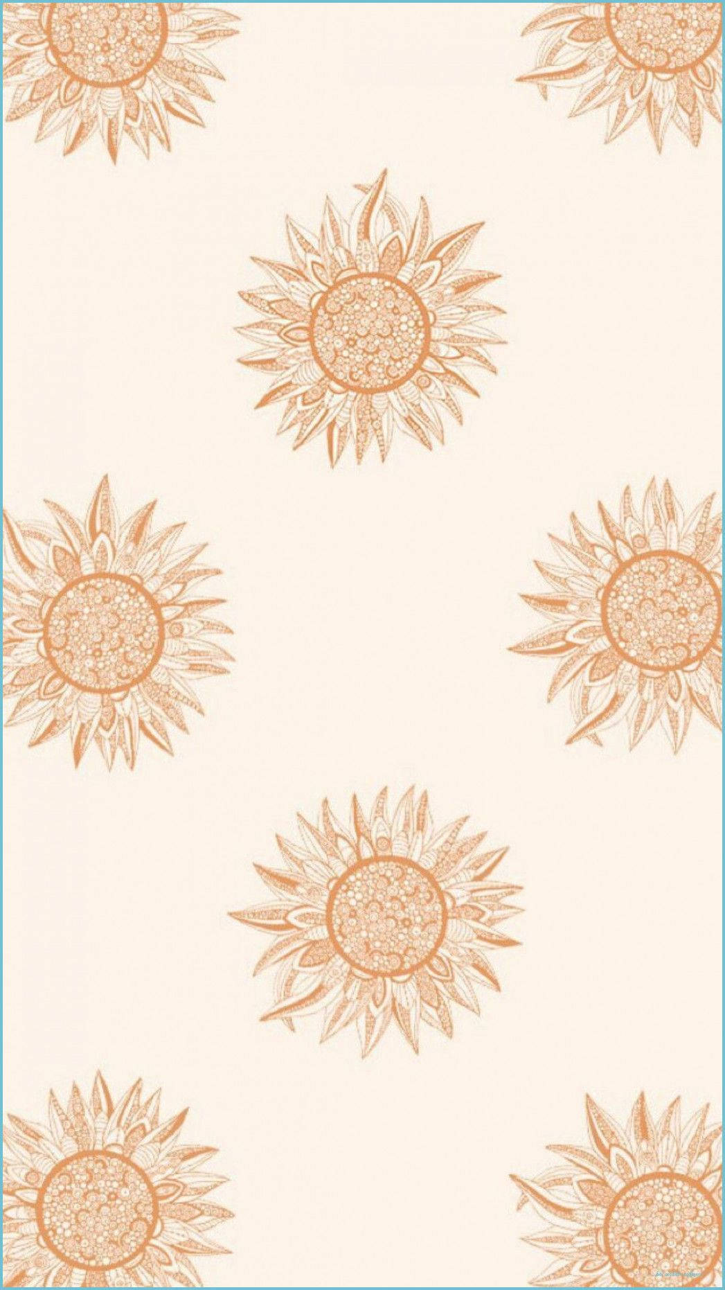Boho Estetik Bej Çiçek Deseni Duvar Kağıdı