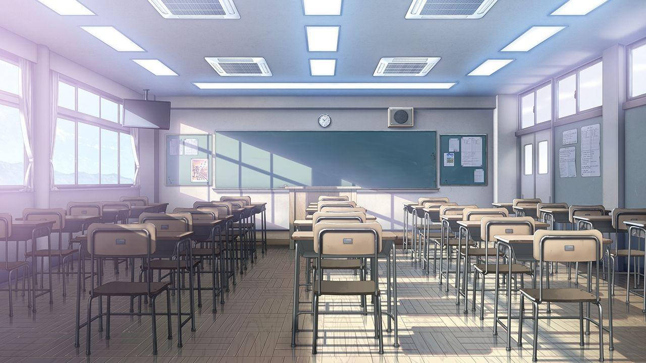 Boş Sınıfta Anime Okul Manzarası Duvar Kağıdı