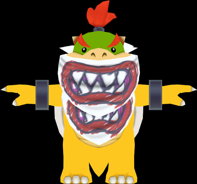 Bowser Çizgi Film Karakteri Açık Ağız Duvar Kağıdı