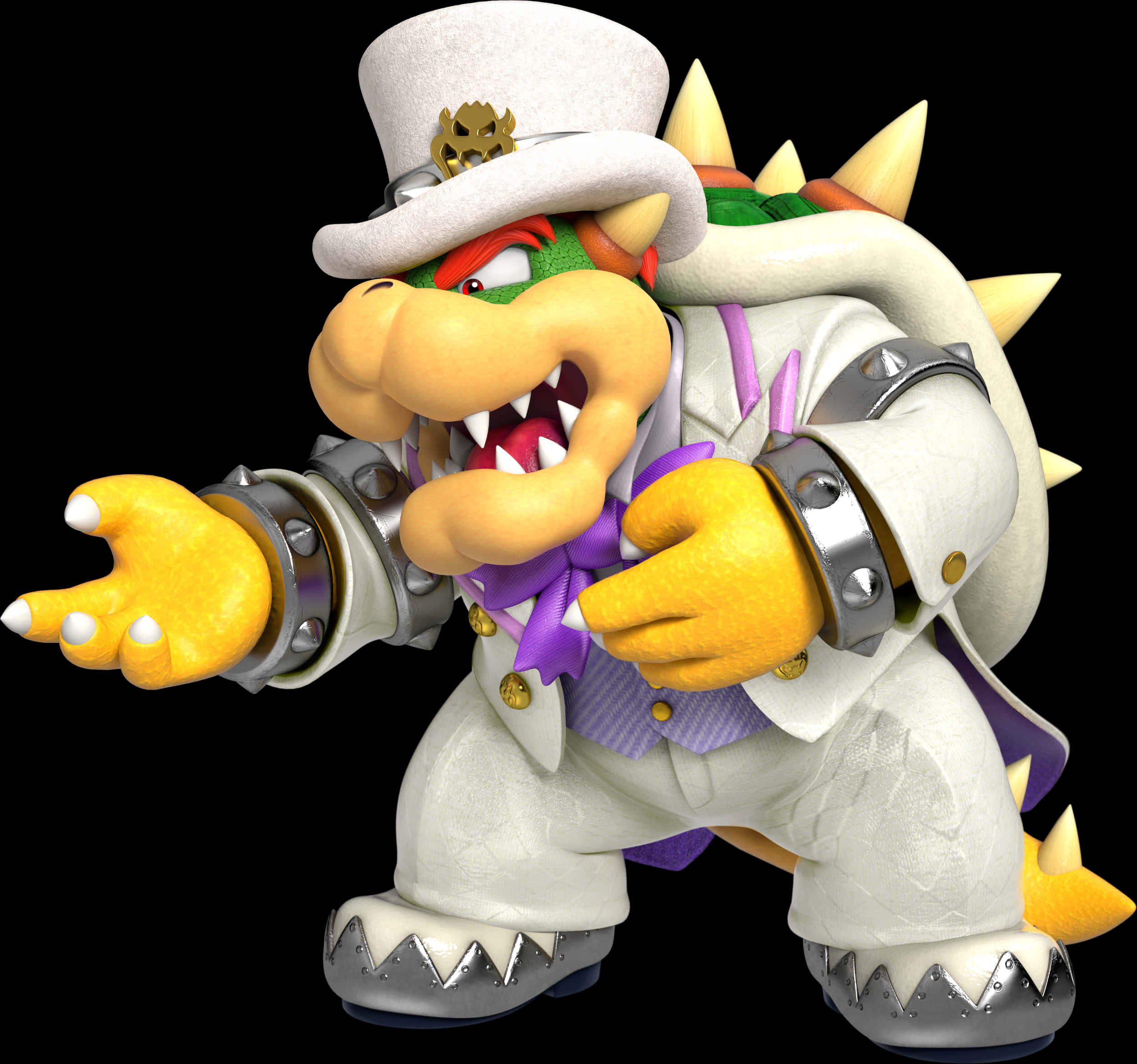 Bowser'in Beyaz Takım Elbiseli 3D Renderı Duvar Kağıdı