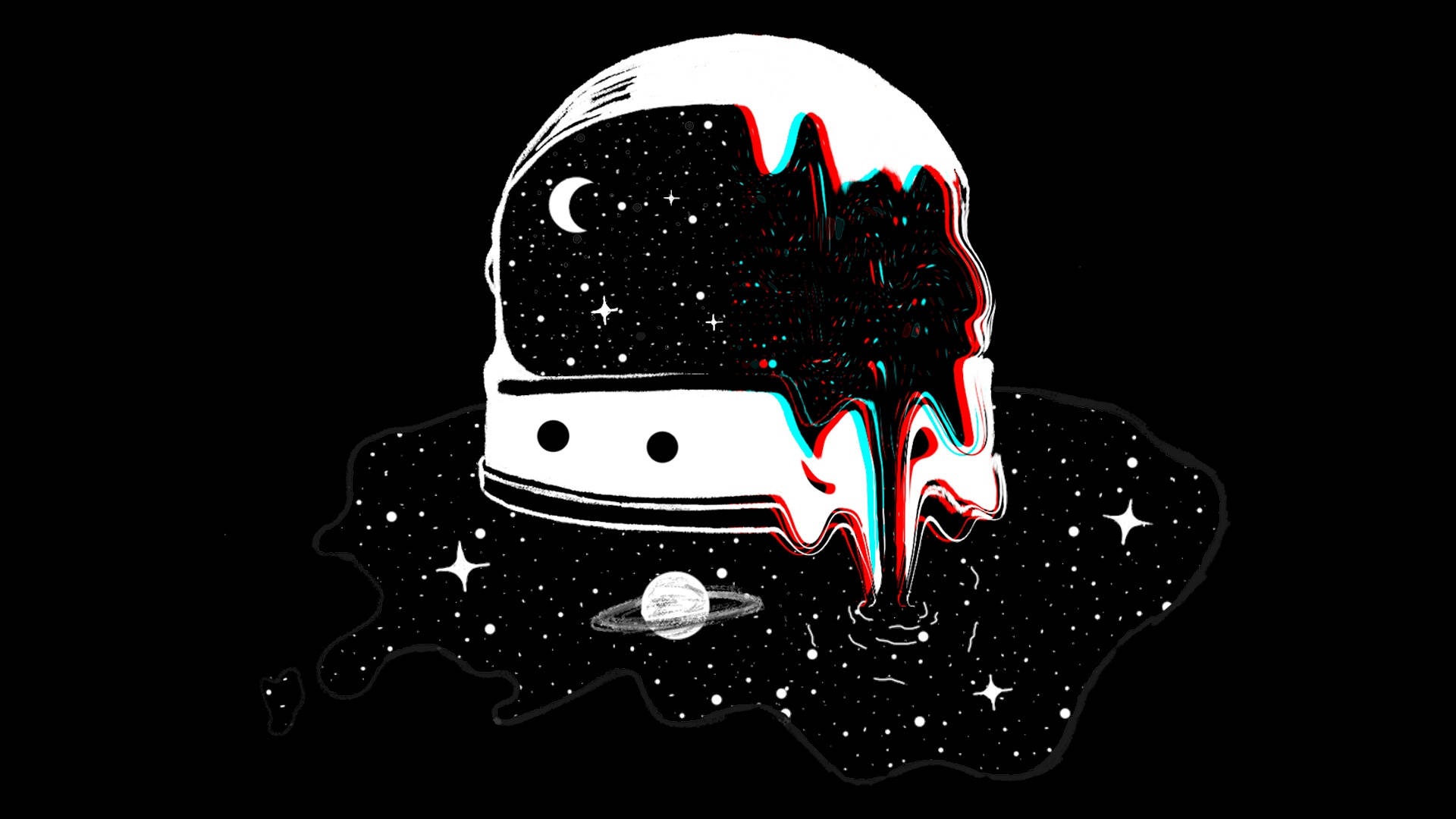 Bozuk Astronot Kaskı Trippy Estetiği Duvar Kağıdı