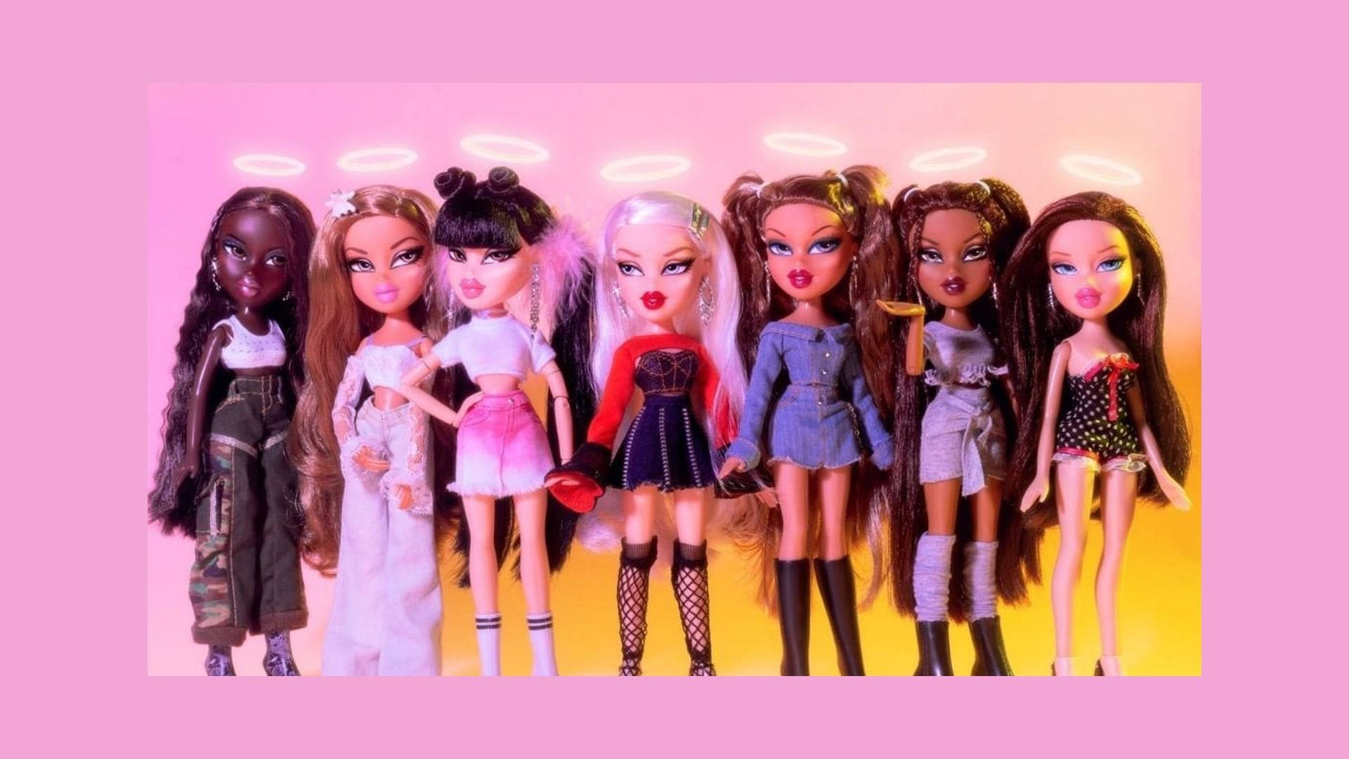 Bratz Estetiği Bebekler Halo Stillerini Kucaklıyor Duvar Kağıdı