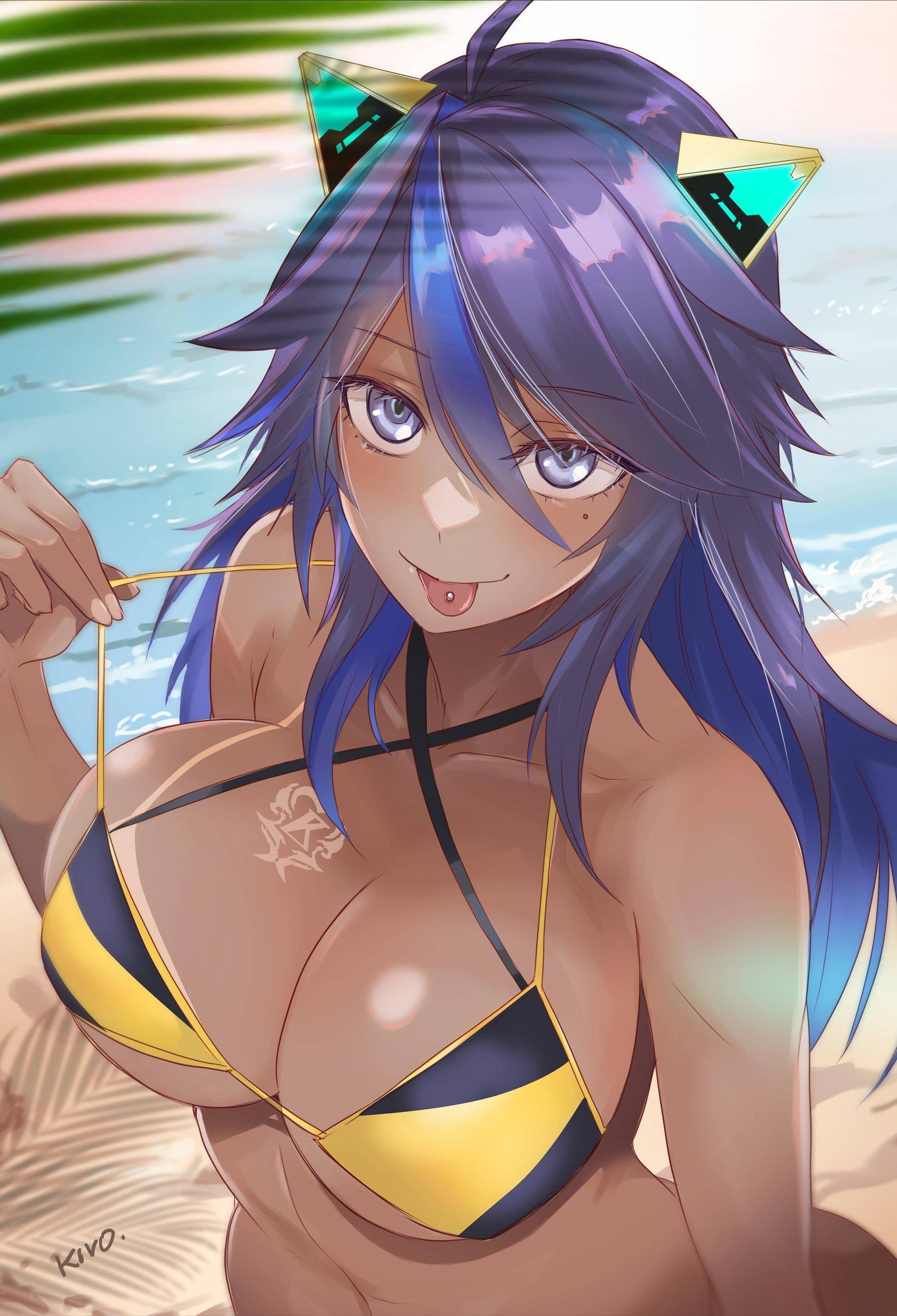 Bronz Tenli VTuber Kız Bikiniyle Duvar Kağıdı