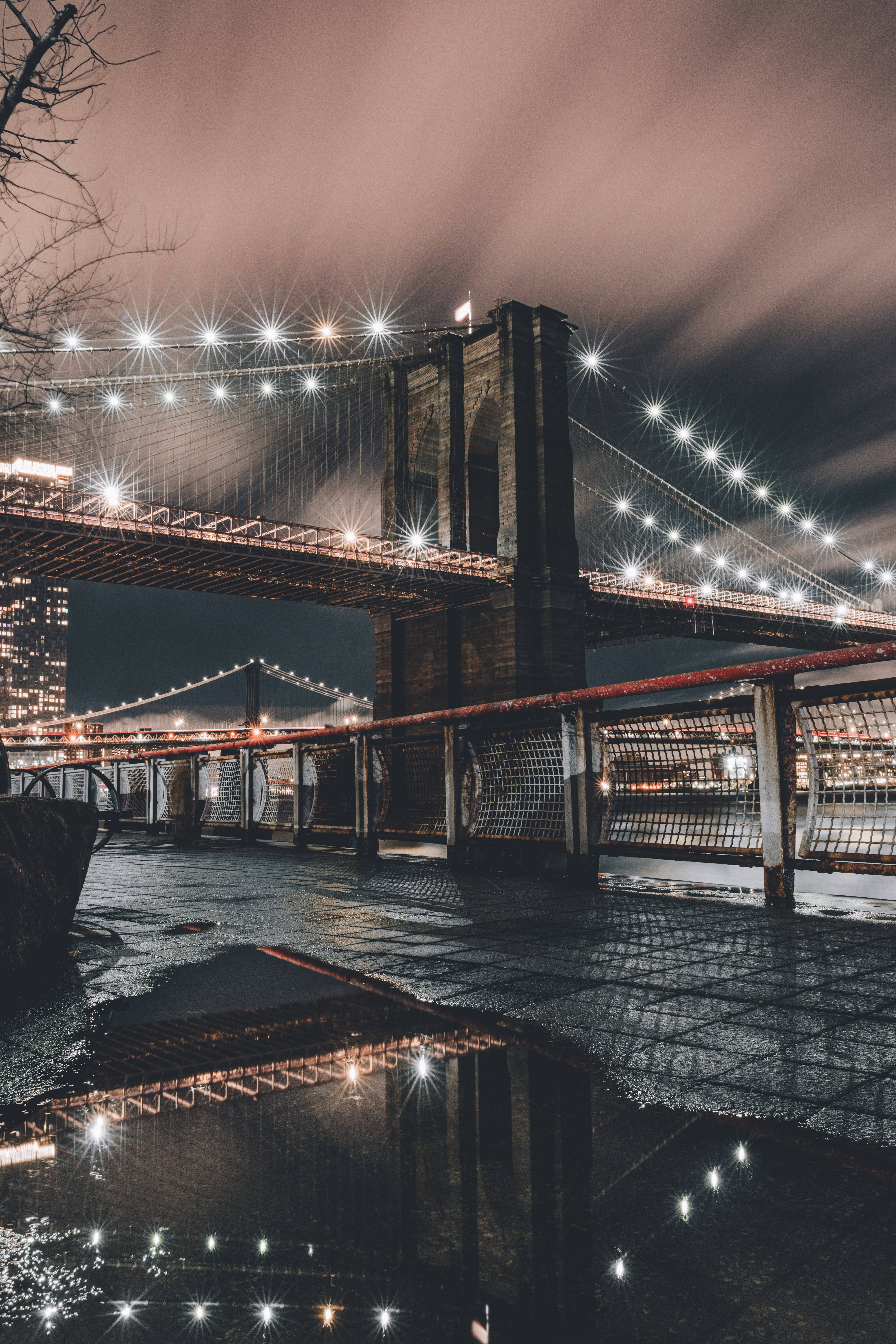 Brooklyn Köprüsü New York Gece iPhone Duvar Kağıdı