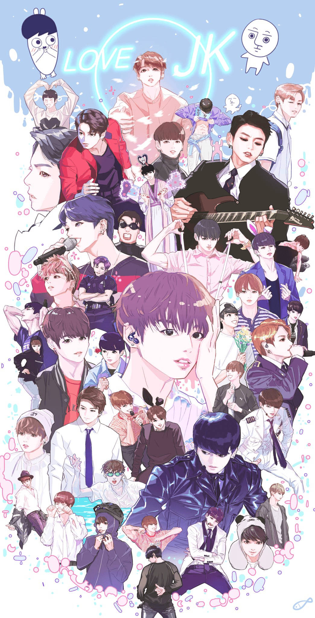 BTS Anime Aşkı JK Duvar Kağıdı