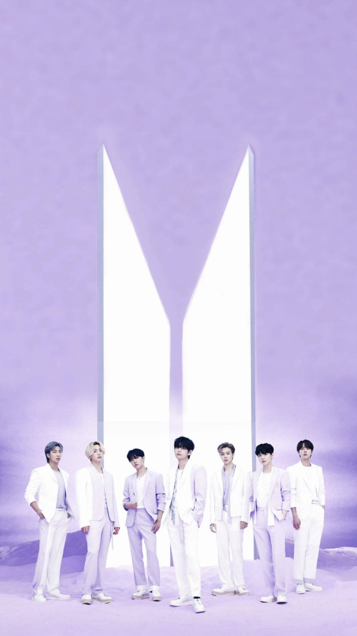 BTS Beyaz Takım Mor Estetik Duvar Kağıdı
