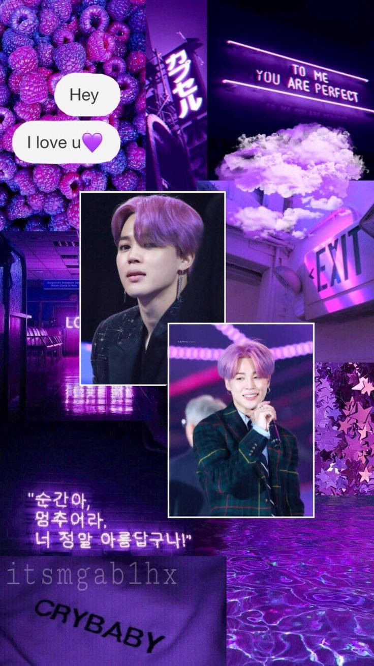 BTS Estetik Jimin Mor Fanart Duvar Kağıdı