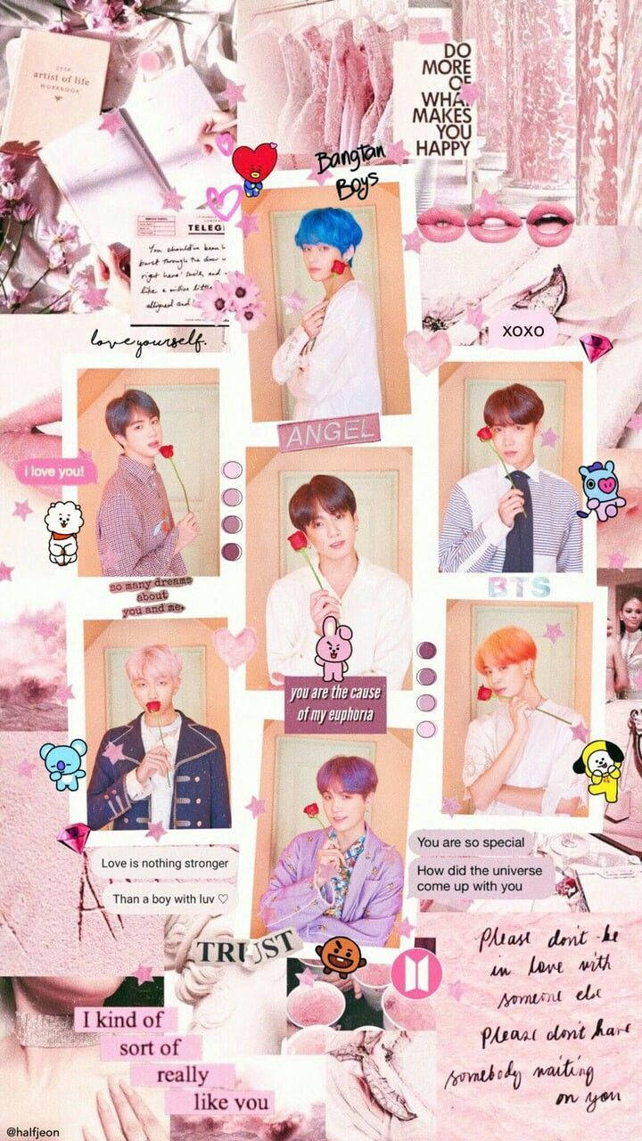 BTS Estetik Üyeleri Gül ile Duvar Kağıdı