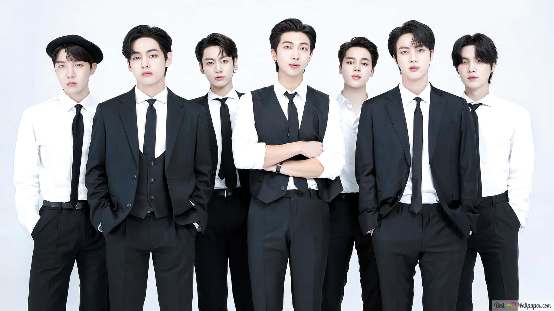 BTS Fotoğraf Çekimi Siyah Beyaz Resmi — Bts grup fotoğrafı GIF Duvar Kağıdı